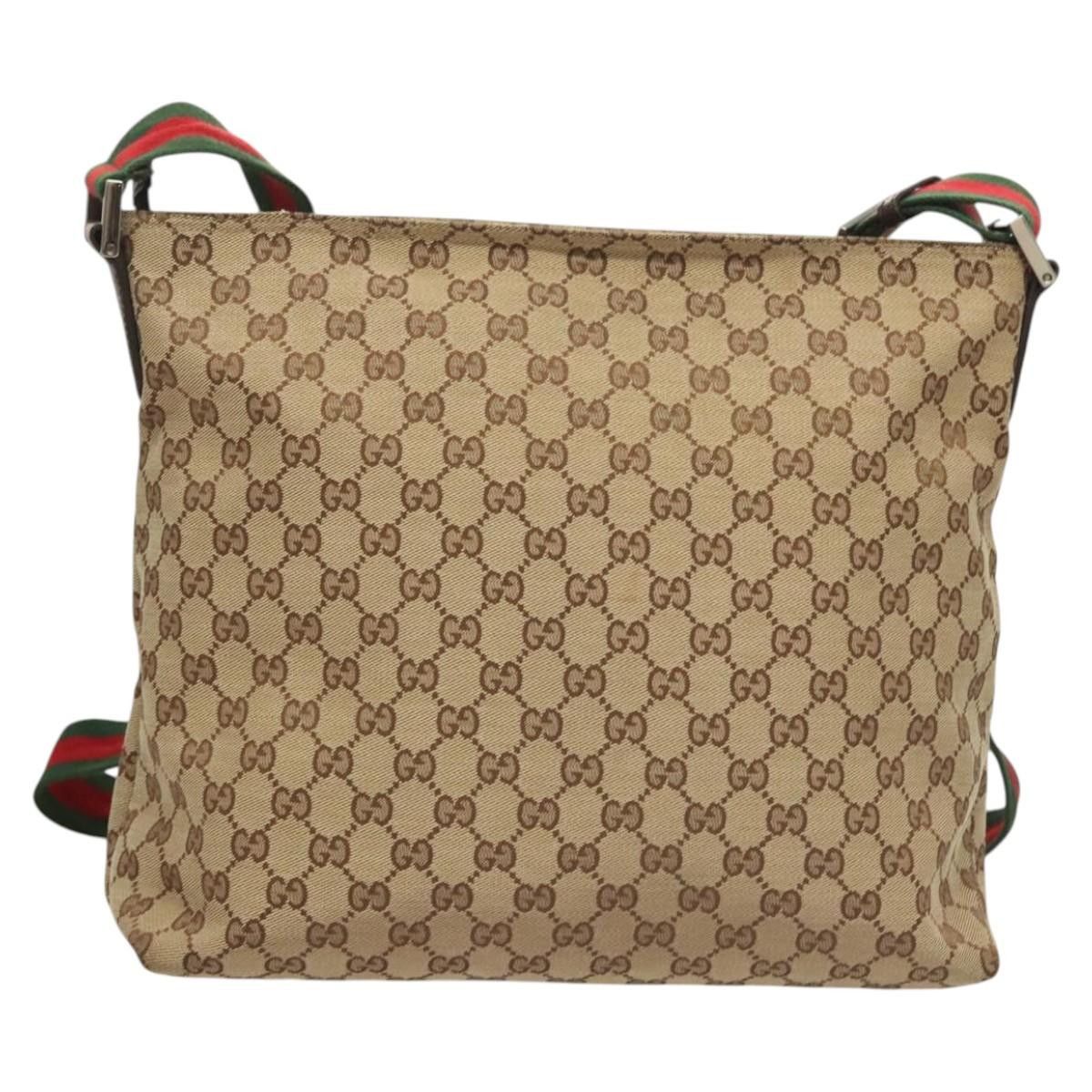Gucci GUCCI GG Canvas Web Sherry Line Shoulder Bag Beige Green Red Size ONE SIZE - 3 Thumbnail