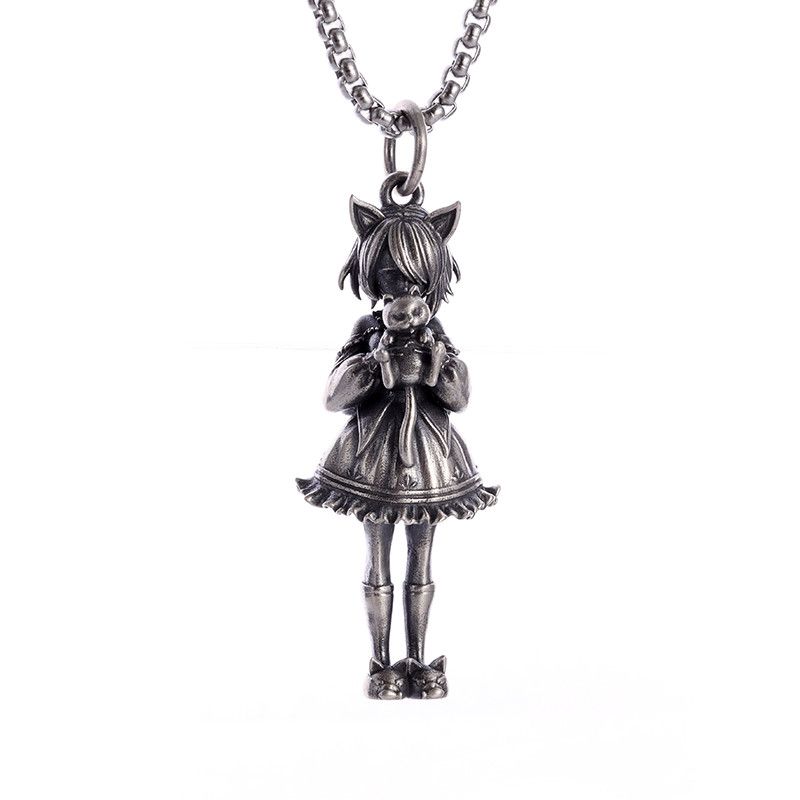 Jewelry Little Girl With Cat Doll Pendant Necklace Size ONE SIZE - 1 Thumbnail