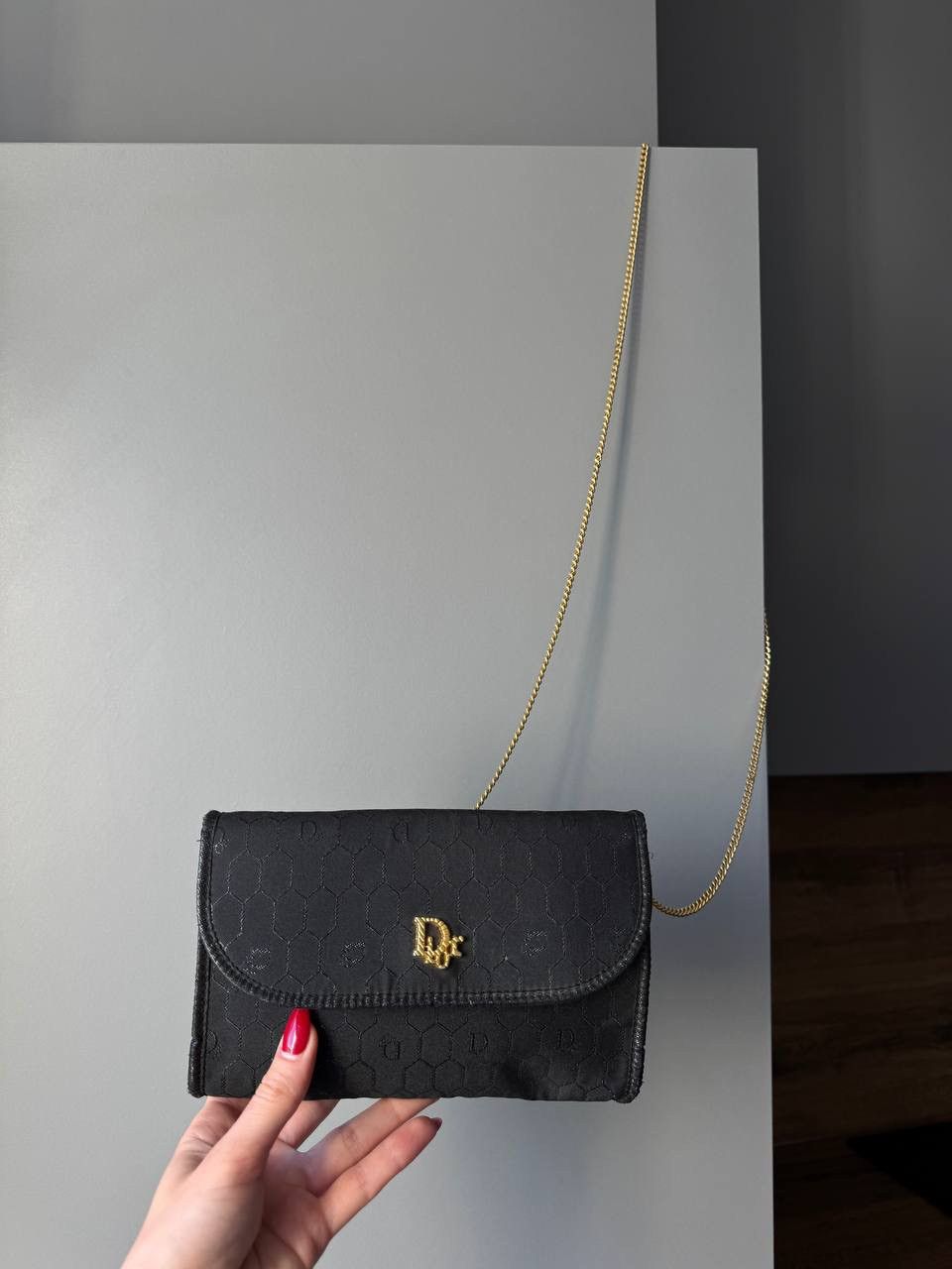 Vintage Dior Honeycomb Pattern Mini Bag in Black, Women's