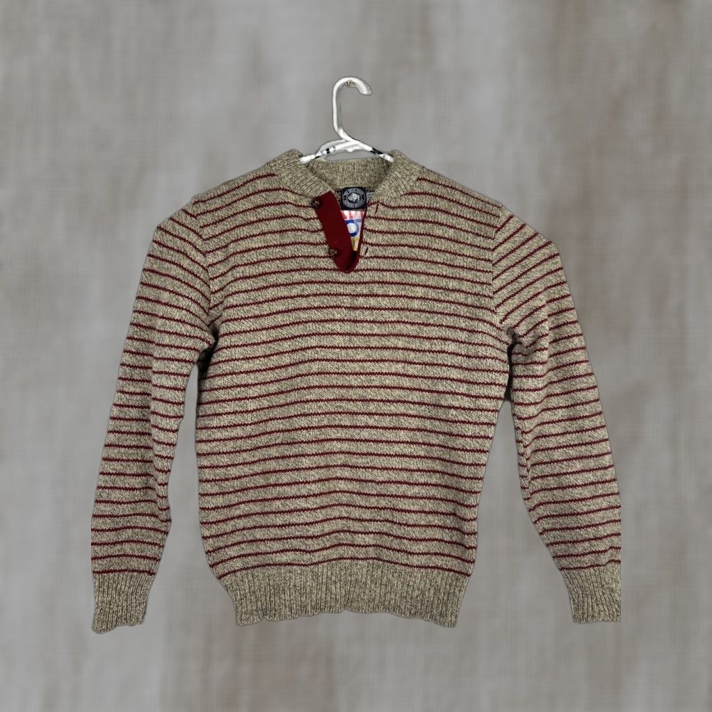 THE GREAT The Great Plains Mens M Wool Blend Henley Pullover Sweater Beige Red Stripes M Wool Blend Henley Pullover Sweater Mens Beige Red Stripes Size US M / EU 48-50 / 2 - 1 Thumbnail