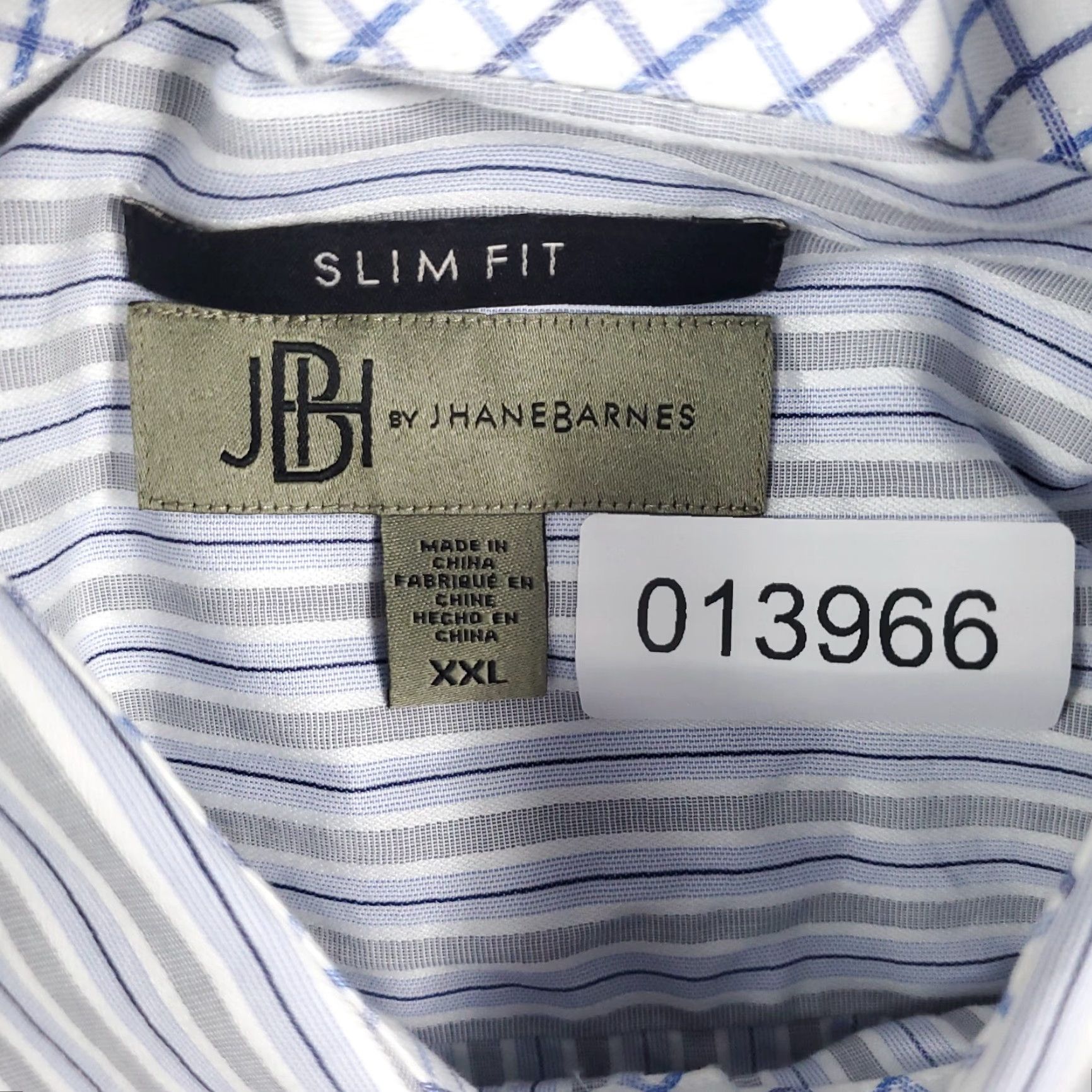 Vintage Jhane Barnes Blue Gray Stripe Slim Fit Button Up Shirt 2XL Mens Size US XXL / EU 58 / 5 - 6 Thumbnail
