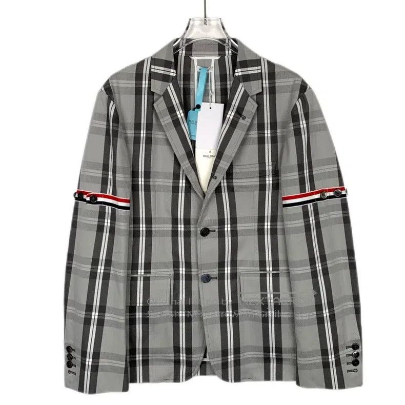 Thom Browne Thom Browne size 0 Gray cotton suit jacket with a checkered Size 40L - 1 Thumbnail