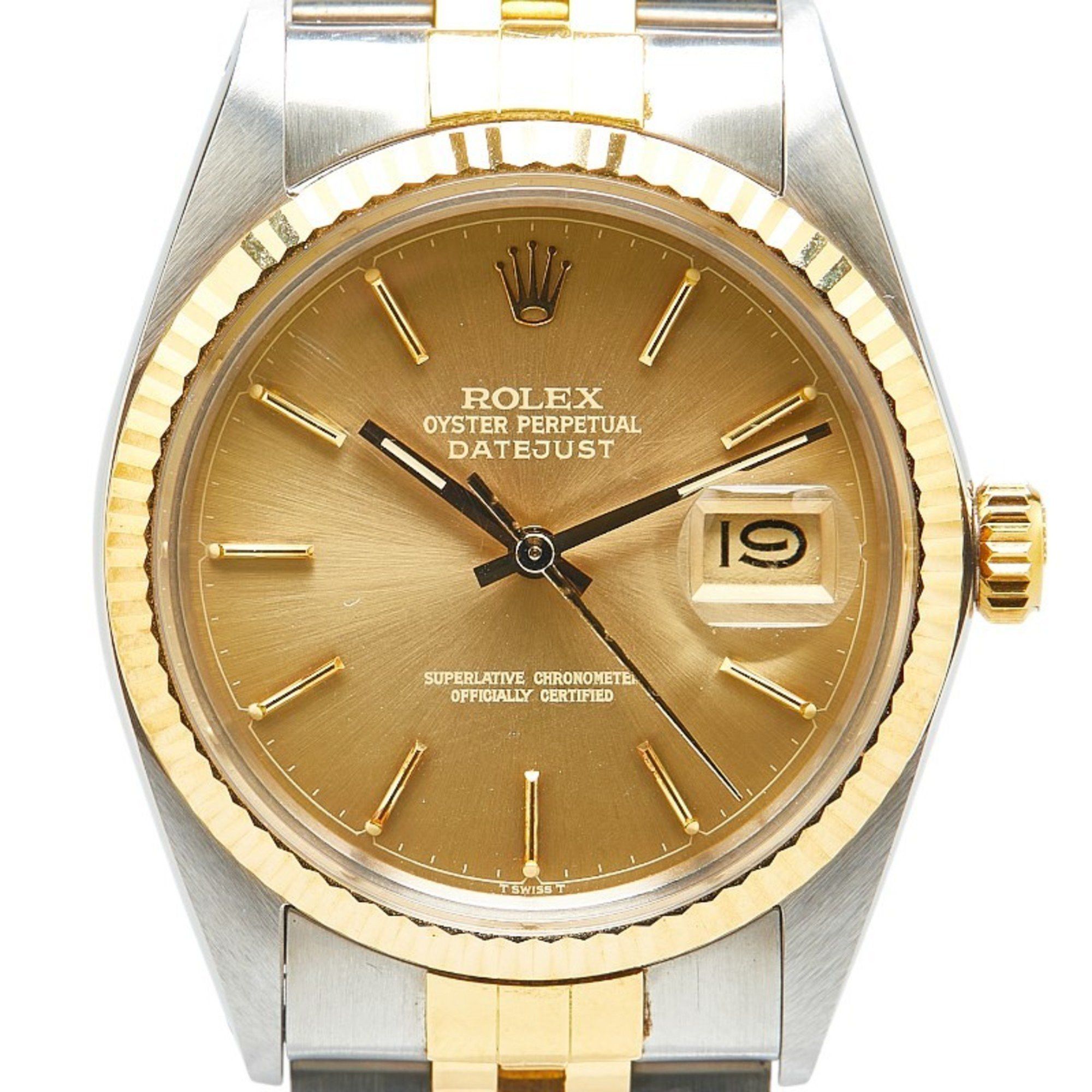 Rolex Rolex Datejust Watch 16013 Automatic Gold Dial Stainless Steel K18YG Yellow Men's ROLEX Size ONE SIZE - 1 Thumbnail