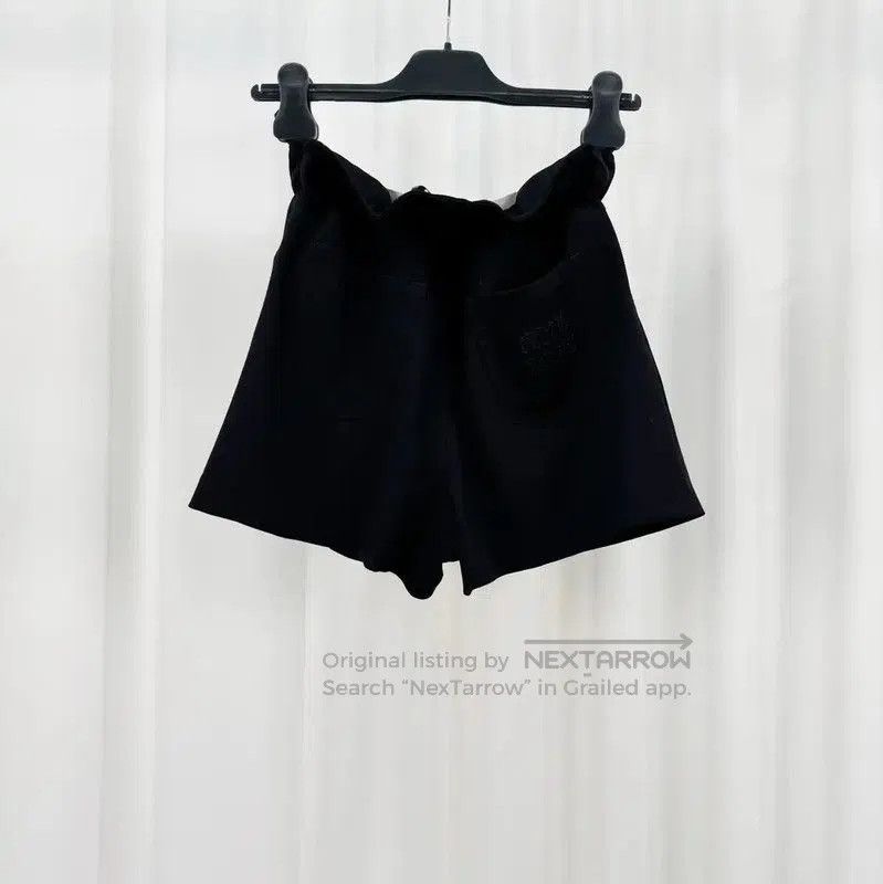 Miu Miu Miu Miu Black Wool Embroidered Logo Shorts . Size 23" - 2 Thumbnail