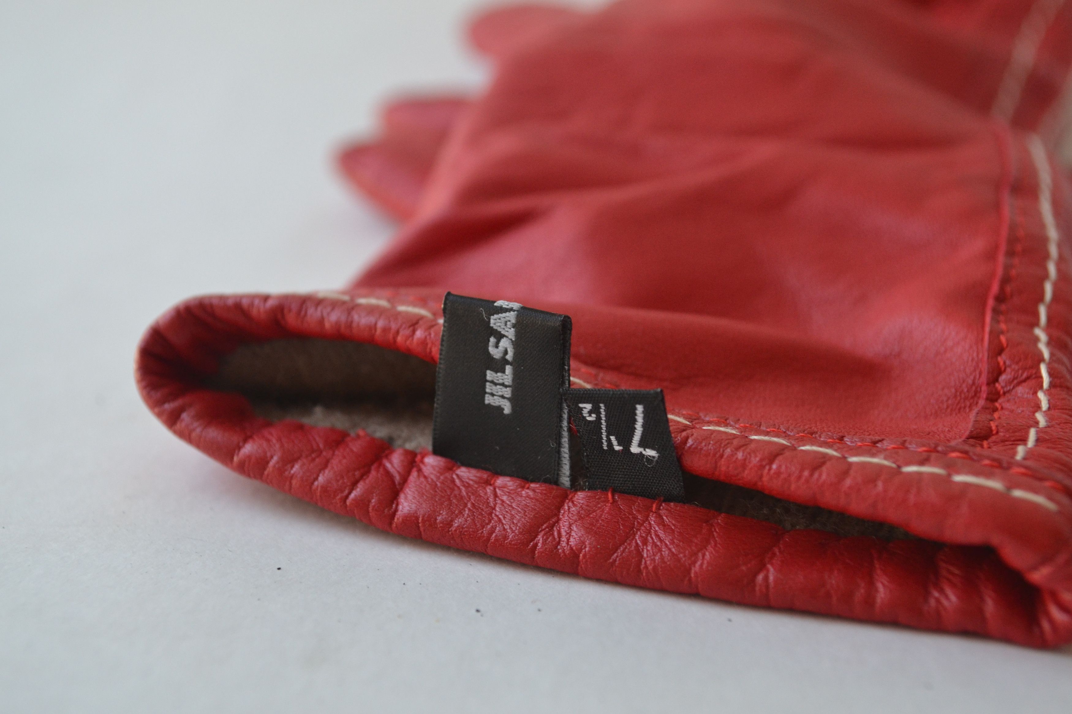 ✓ JIL SANDER Gloves Leather Red Vintage Wool by RAF SIMONS