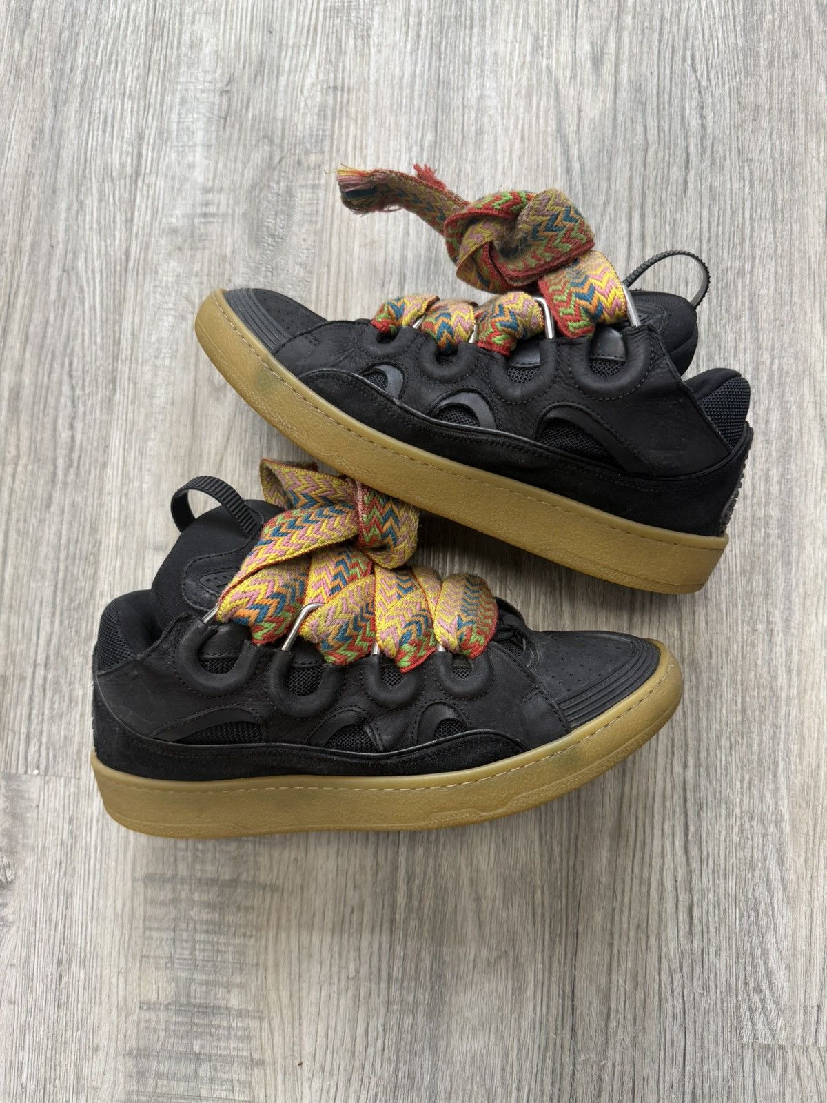 Lanvin Lanvin Curb Sneakers - Black/Gum (Multicolored Laces) Size US 8 / EU 41 - 3 Thumbnail