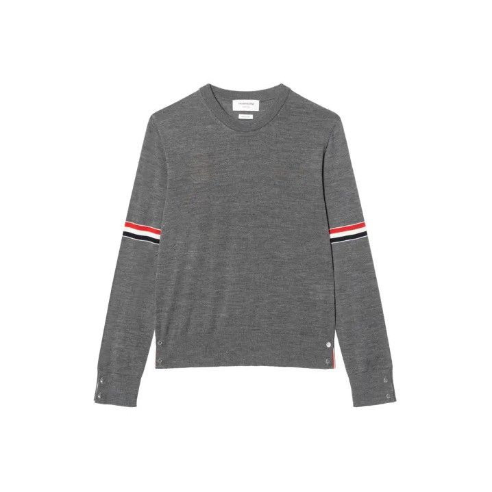 Thom Browne Thom Browne Gray Long Sleeve Wool Sweater Size US M / EU 48-50 / 2 - 1 Thumbnail
