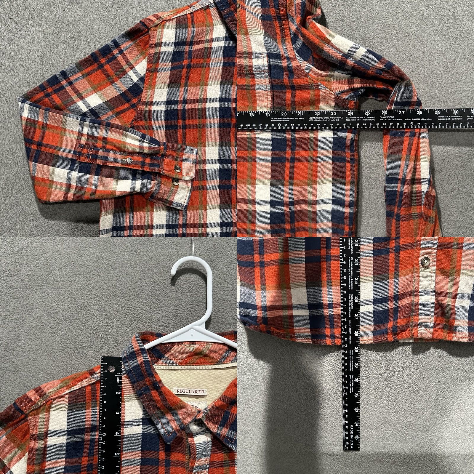 FatFace Fat Face Shirt Mens XL Orange Plaid Flannel Long Sleeve Regular Fit Button Up Size US XL / EU 56 / 4 - 8 Thumbnail