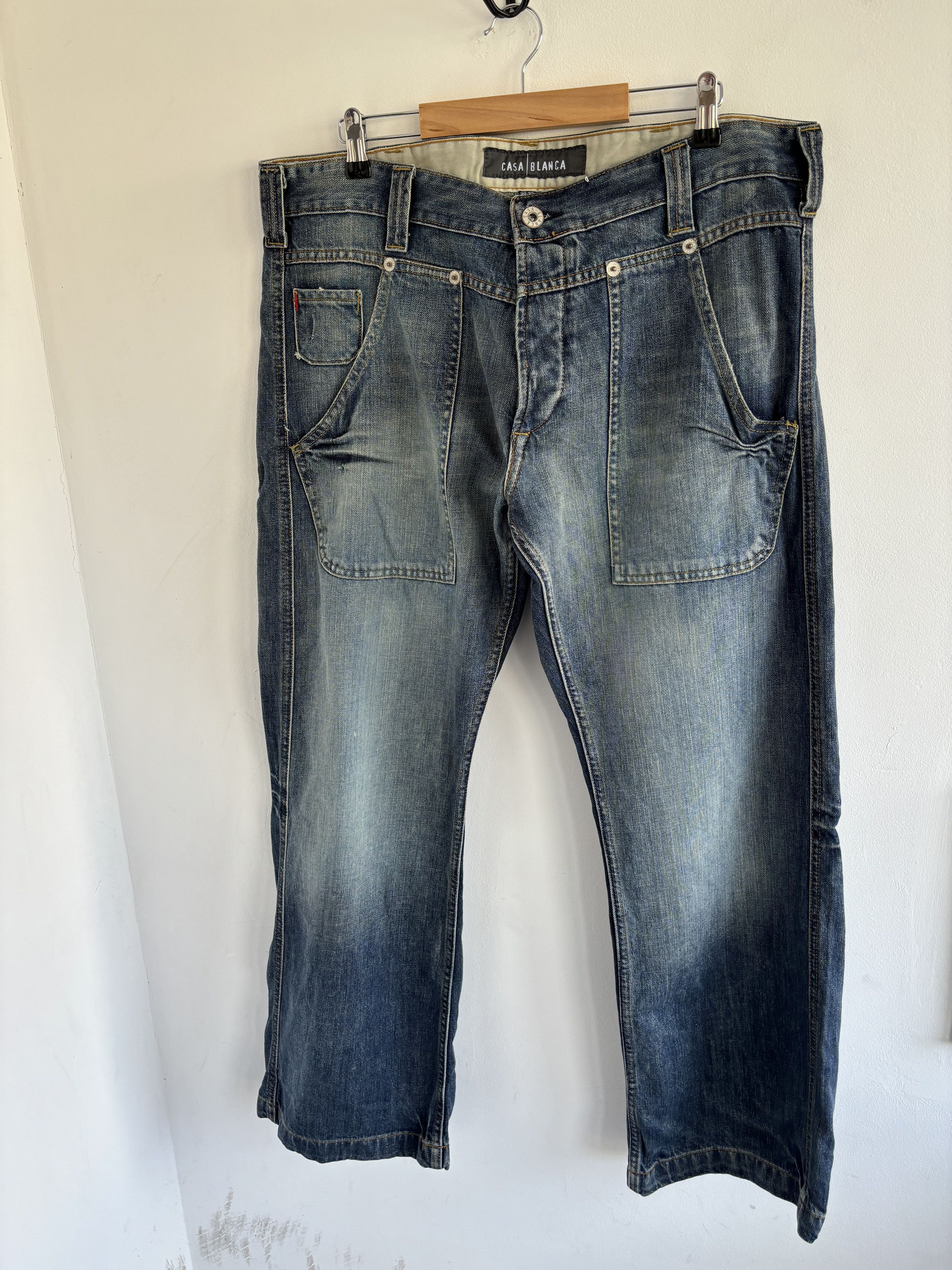 Japanese Brand × Vintage Vintage Y2K Wide Leg Washed Denim Jeans Size US 38 / EU 54 - 1 Thumbnail