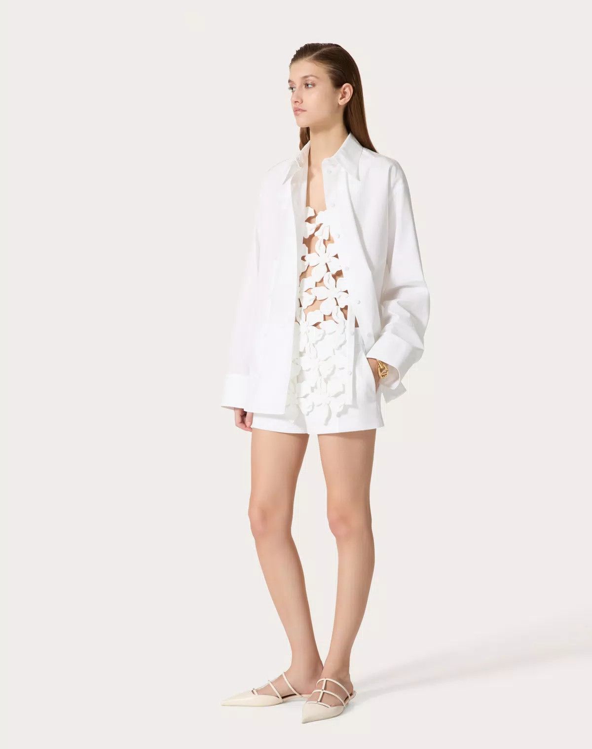 Valentino o1s1wg110625 Embroidered Shirt in White Size S / US 4 / IT 40 - 3 Thumbnail