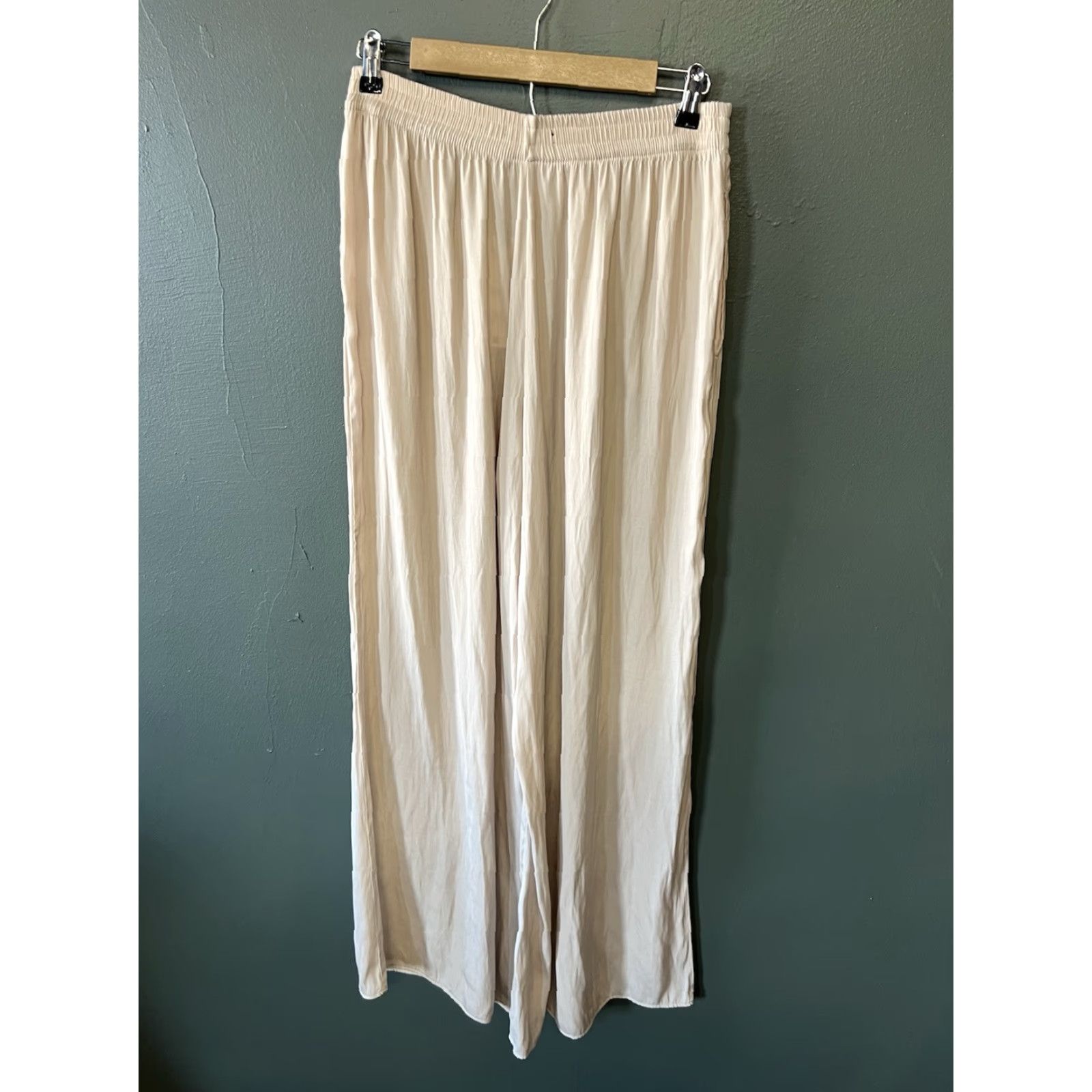 Zara Zara Womens Beige Pull On Wide Leg Flowy Pants Size Large NWT Size 36" / US 14 / IT 50 - 2 Thumbnail