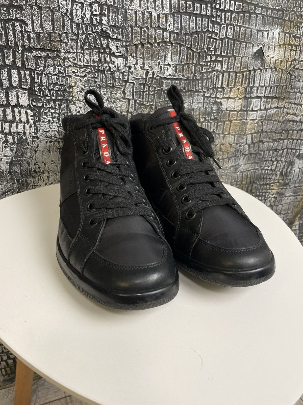 Prada Prada Shoes Black High Top Sneakers Leather Shoes Size US 9 / EU 42 - 6 Thumbnail