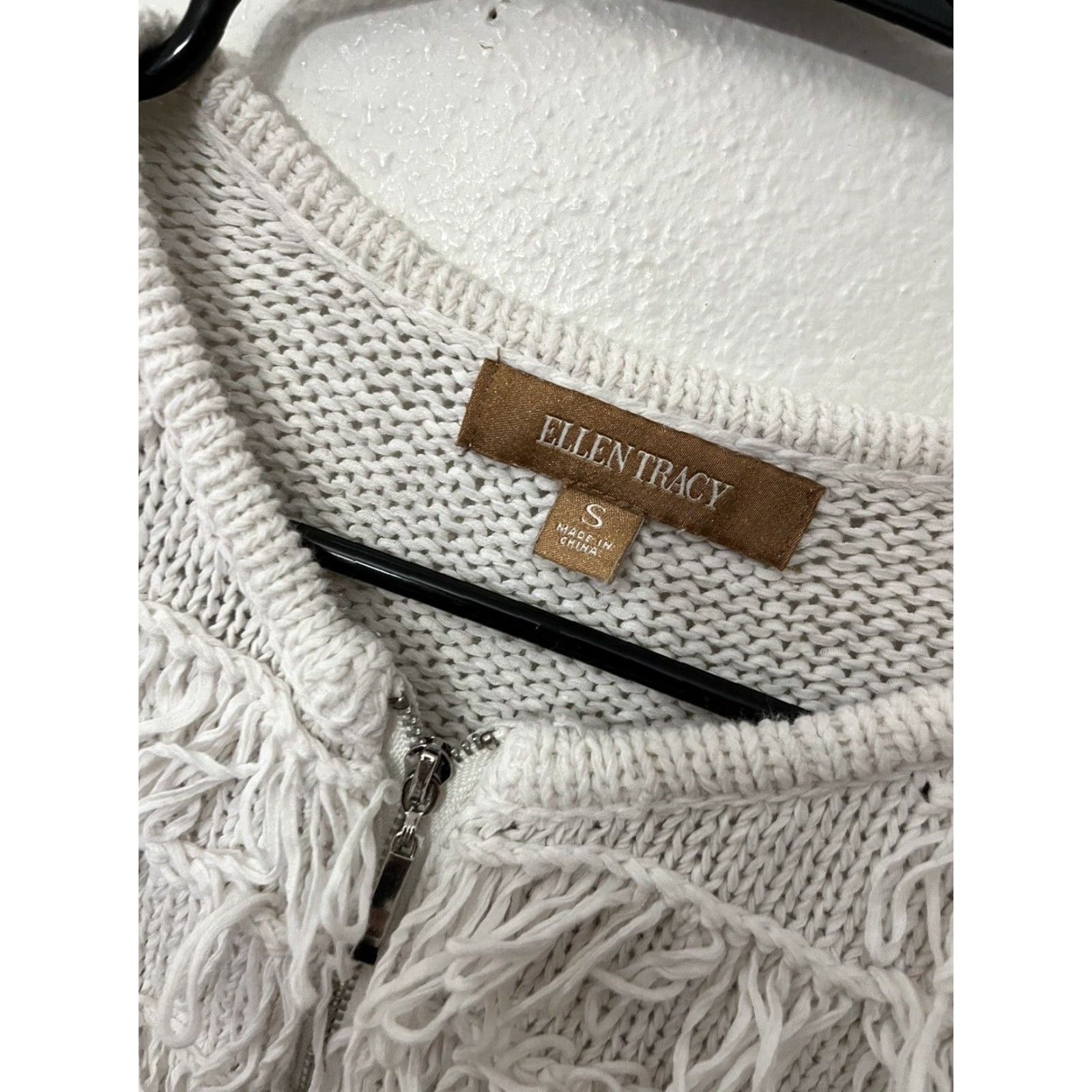 Ellen Tracy Ellen Tracy Cardigan Women White S Full Zip Pearl Tassel Gold Zipper Long Sleeve Knit Solid Elegant Size S / US 4 / IT 40 - 2 Thumbnail