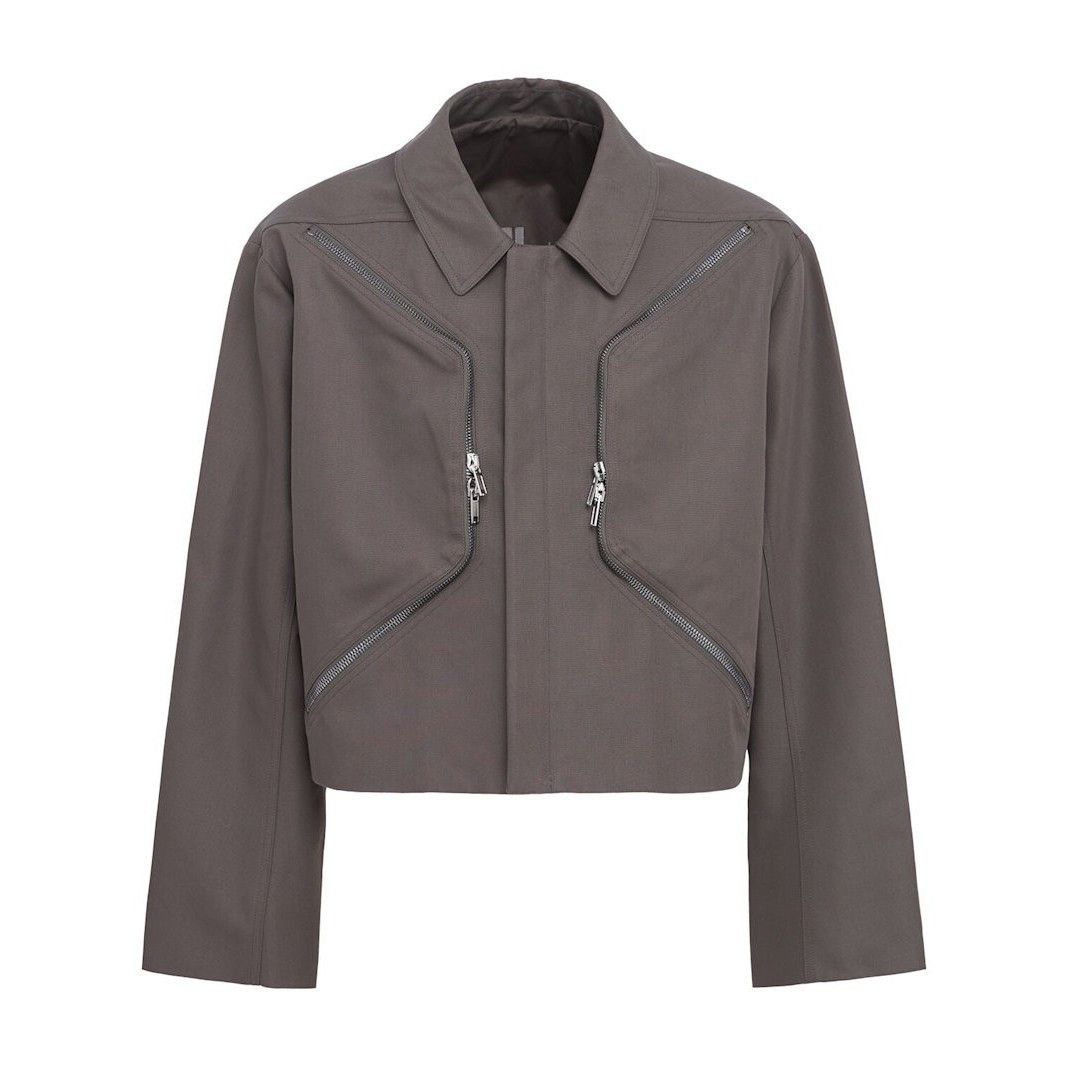 RICK OWENS Heizer Mac Dust Gray Cotton Blend Short Jacket Ne