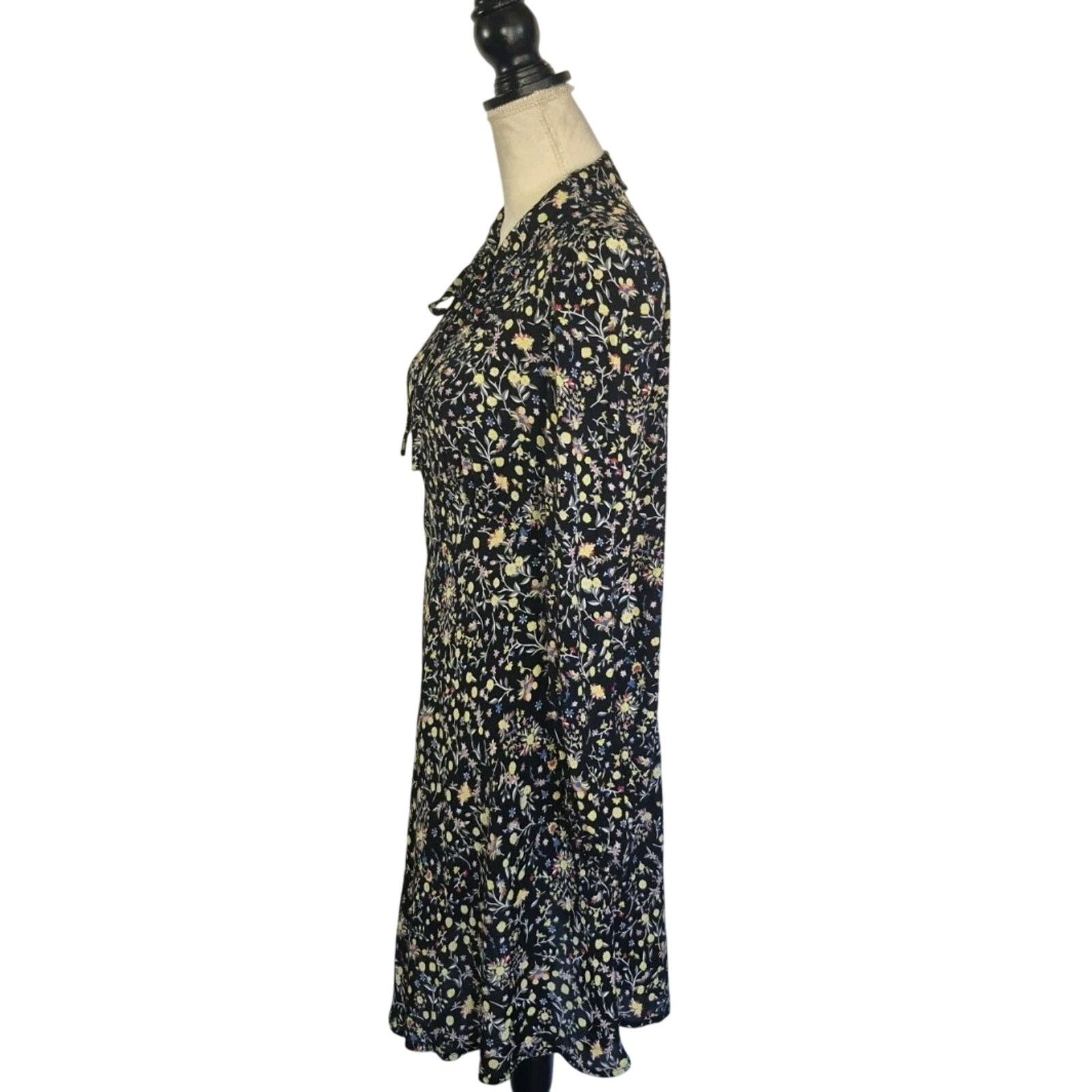 Boden New Boden Women's Tie Neck Black Fit Flare Dress US 4R Size S / US 4 / IT 40 - 8 Thumbnail