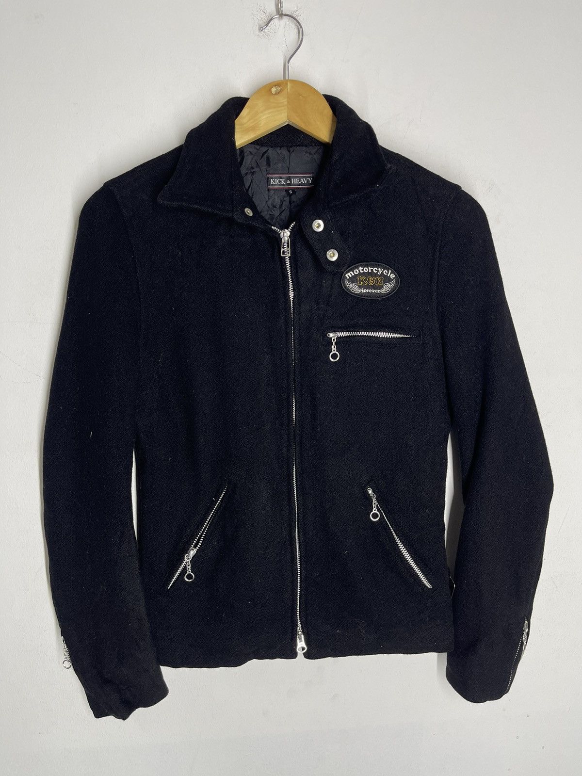Freewheelers Vintage Kick & Heavy Motorcycle Wool Biker Jacket Size US S / EU 44-46 / 1 - 4 Thumbnail