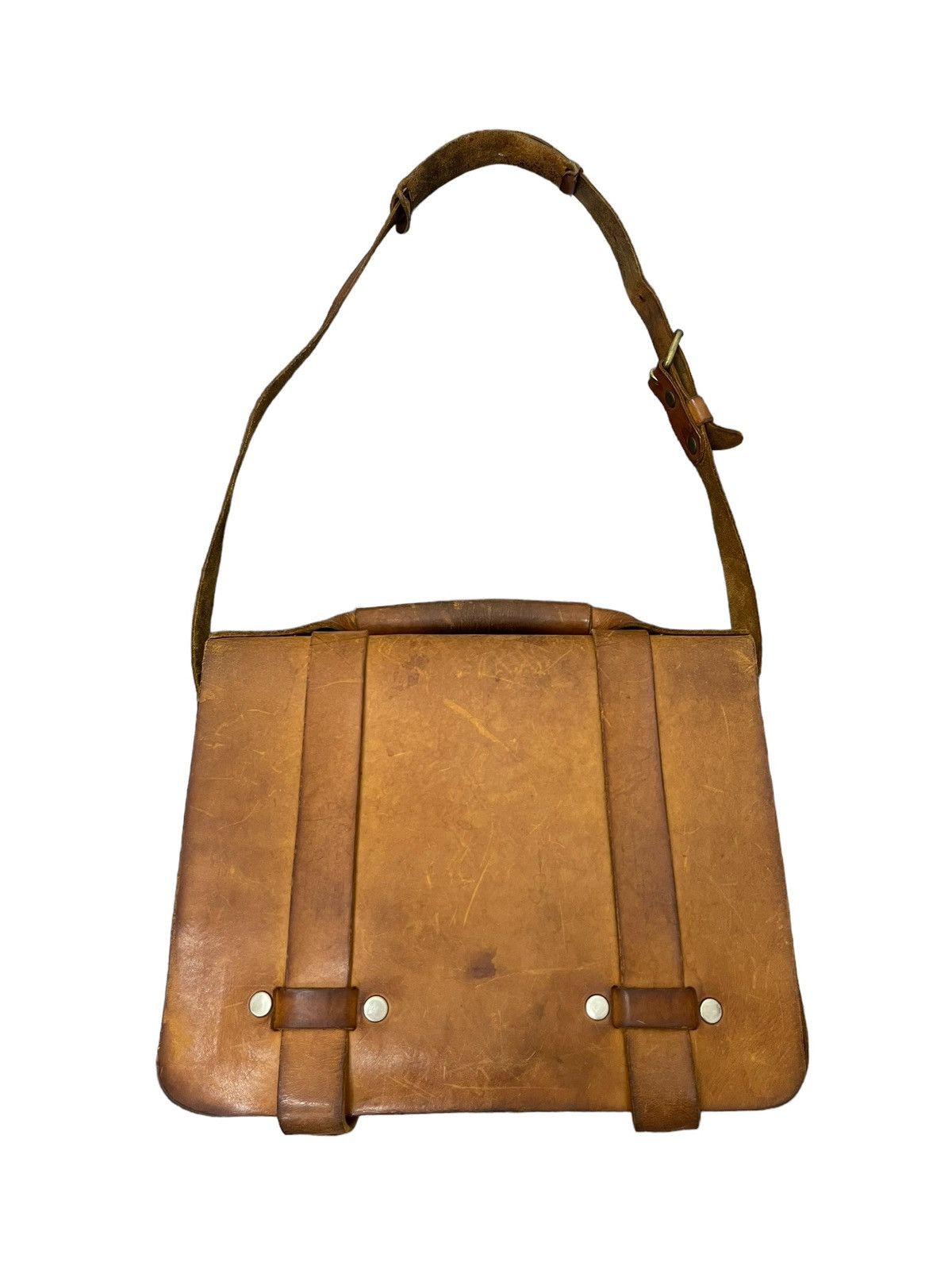 Genuine Leather Full Leather Patina Vtg Herz Japan Handmade Satchel Bag 1🟩 Size ONE SIZE - 3 Thumbnail