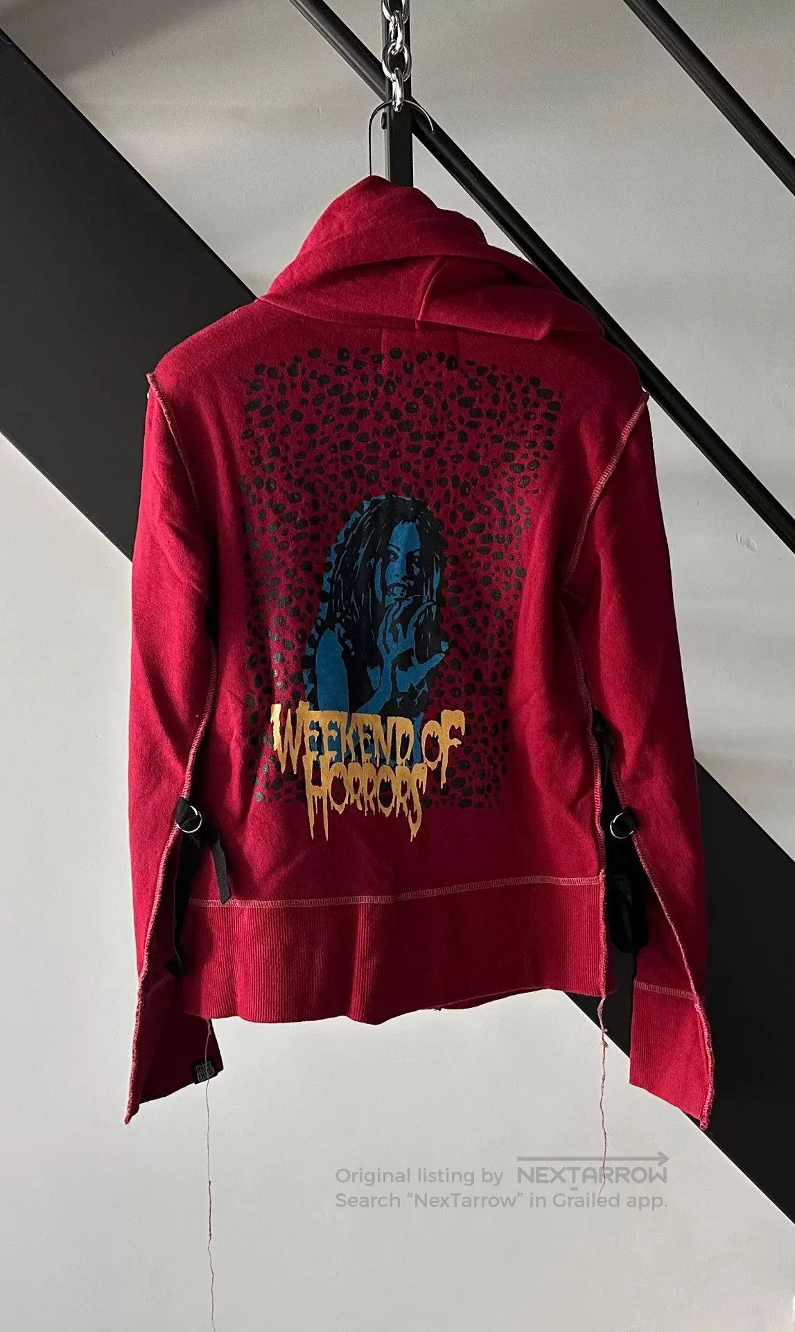 Japanese Brand Red Punk Hoodie with Bat Graphic. Size M / US 6-8 / IT 42-44 - 2 Thumbnail