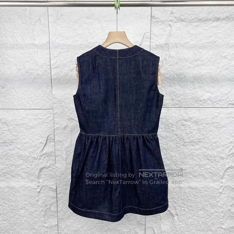 Dior Dior Navy Cotton Women's Dress with Embroidery . Size XXS / US 00 / IT 34 - 2 Thumbnail