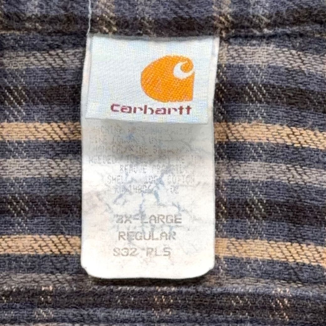 Carhartt VINTAGE Carhartt Shirt Adult 3XL XXXL Blue Brown Plaid Flannel Workwear USA 90s Size US XXL / EU 58 / 5 - 5 Thumbnail