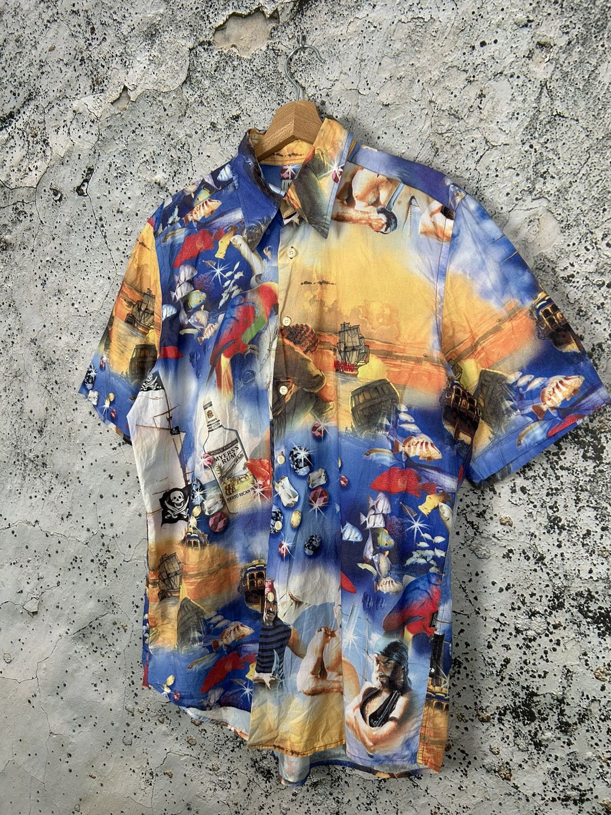 Moschino Vintage Moschino Avant Garde Hawaiian Shirt Summer Italy 90s Size US XL / EU 56 / 4 - 2 Thumbnail