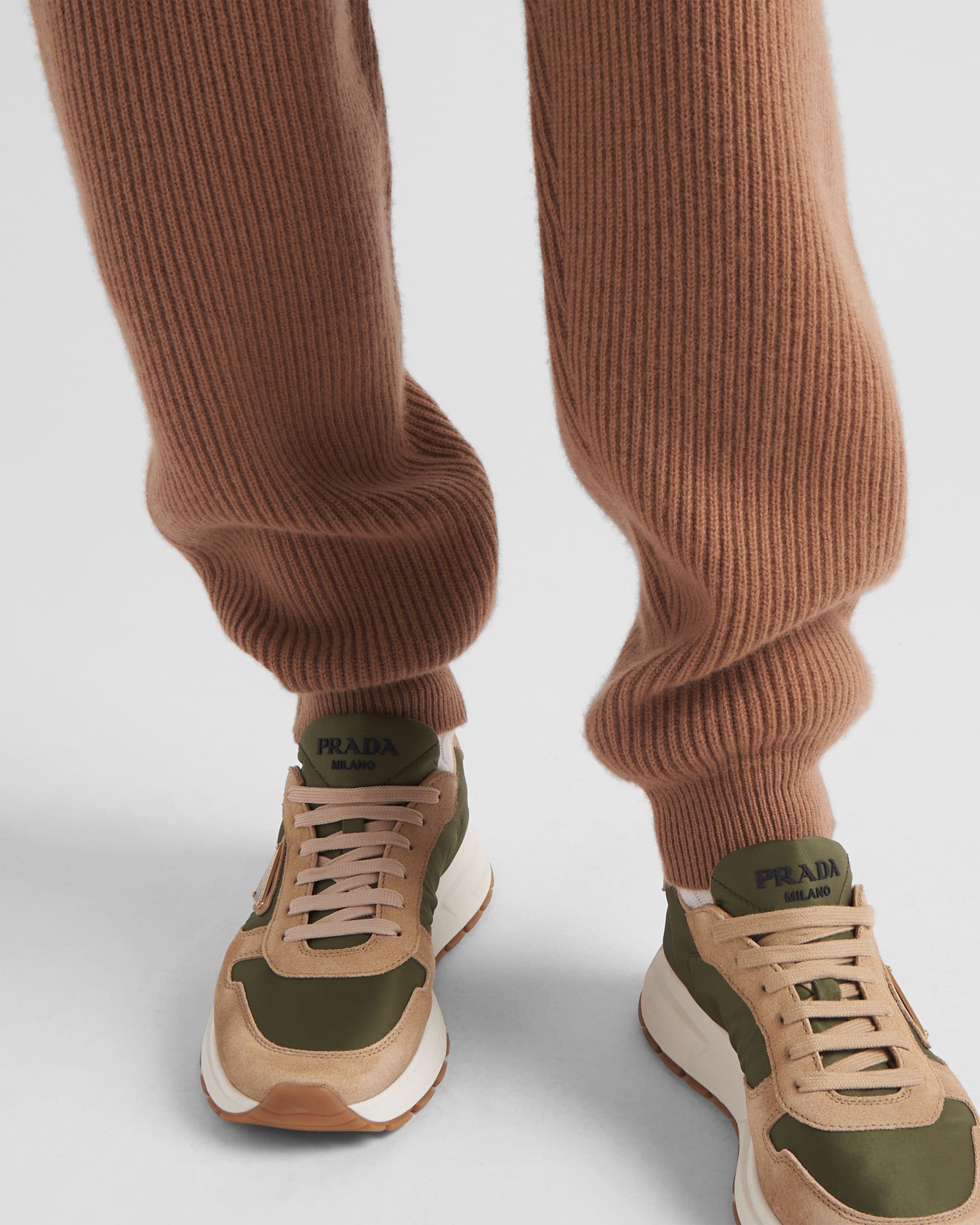 Prada o1mt1gz0325 Suede And Re-Nylon Sneakers in Green/Beige Size US 8.5 / EU 41-42 - 3 Thumbnail