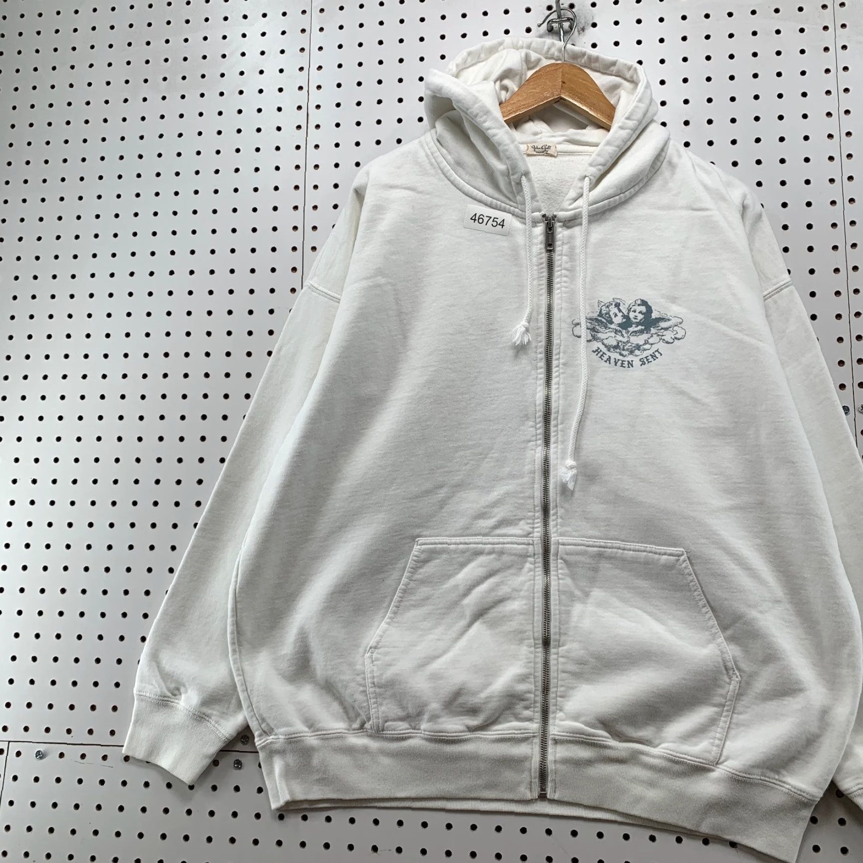 Vintage John Galt Cherub Hoodie Womens One Size White Heaven Zip Fleece Oversized Size ONE SIZE - 4 Thumbnail