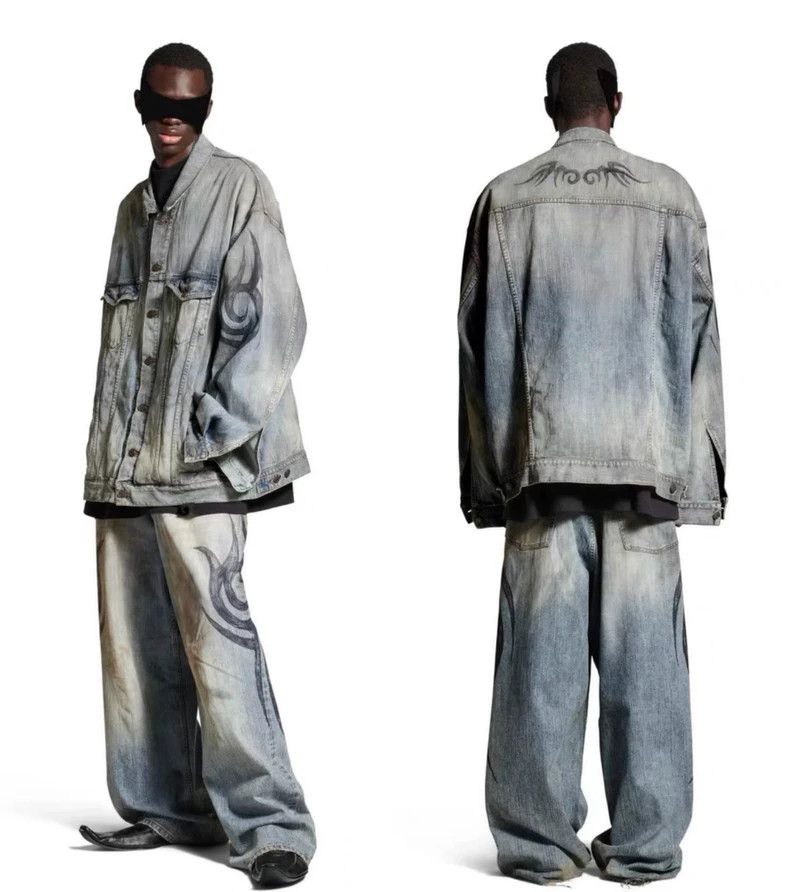 Balenciaga Balenciaga Dragon totem making old denim jacket coat Size US S / EU 44-46 / 1 - 5 Thumbnail