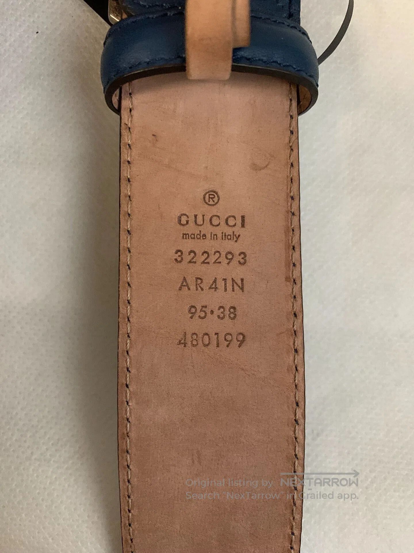 Gucci Gucci Dark Blue Leather Belt. Size ONE SIZE - 4 Thumbnail