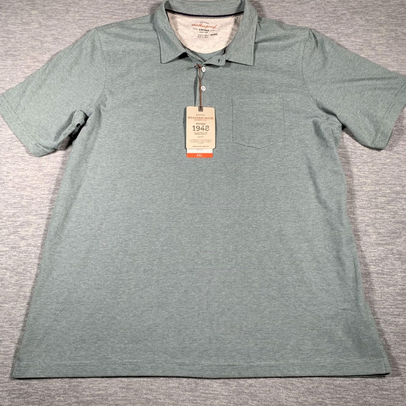 Weatherproof VINTAGE Weatherproof Polo Shirt Mens 2XL Green Heather Cotton Polyester Pocket Short Sleeve Casual 1948 Size US XXL / EU 58 / 5 - 3 Thumbnail