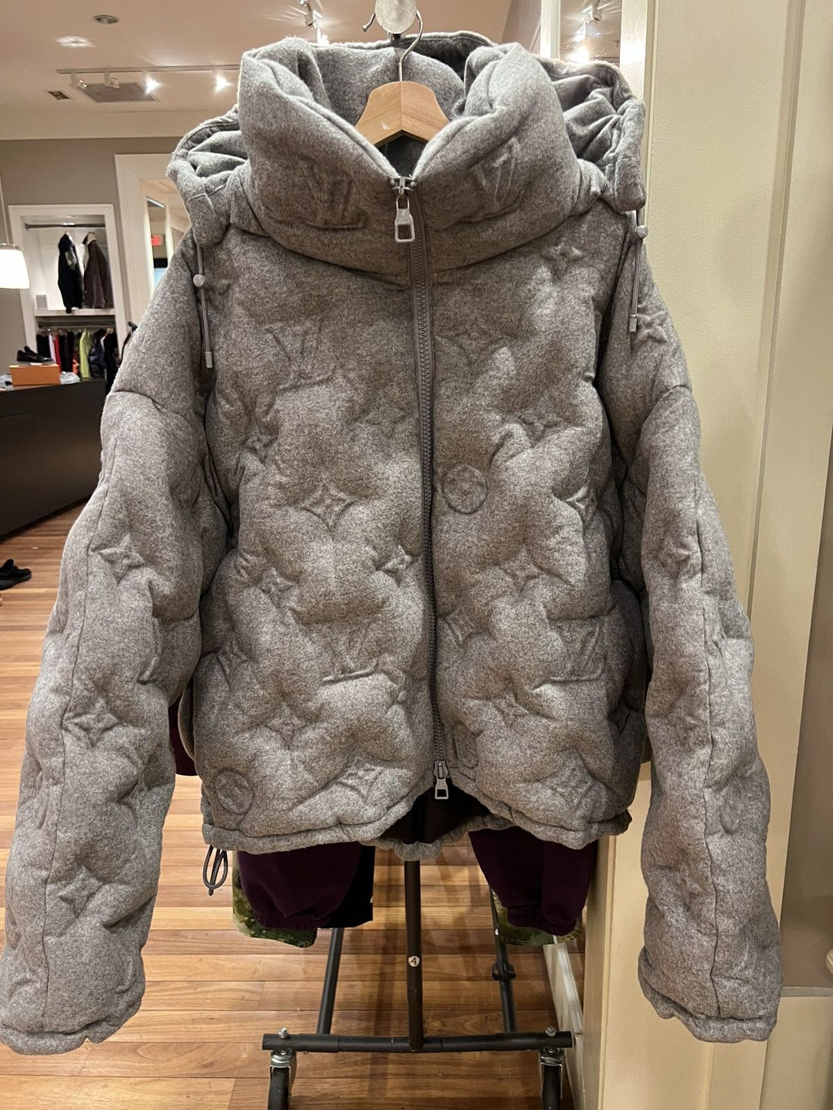 Pre owned Louis Vuitton Virgil Monogram Boyhood Puffer Jacket In Grey ModeSens