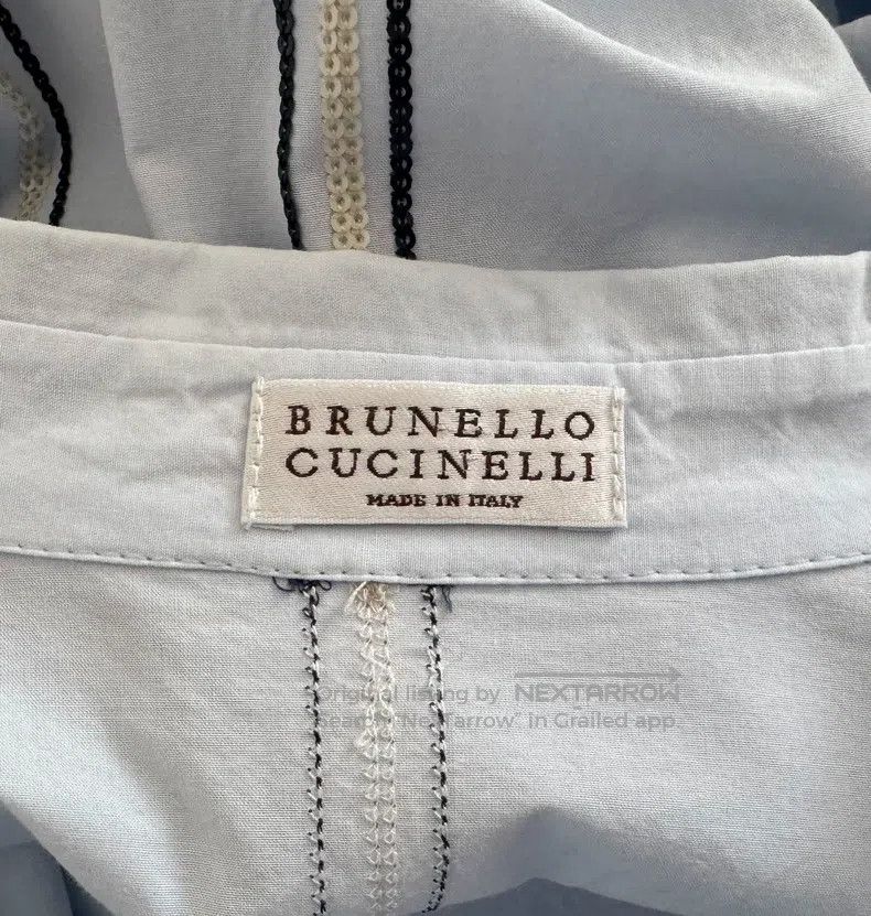 Brunello Cucinelli Brunello Cucinelli Sequined Striped Shirt Dress, Light Blu Size M / US 6-8 / IT 42-44 - 6 Thumbnail
