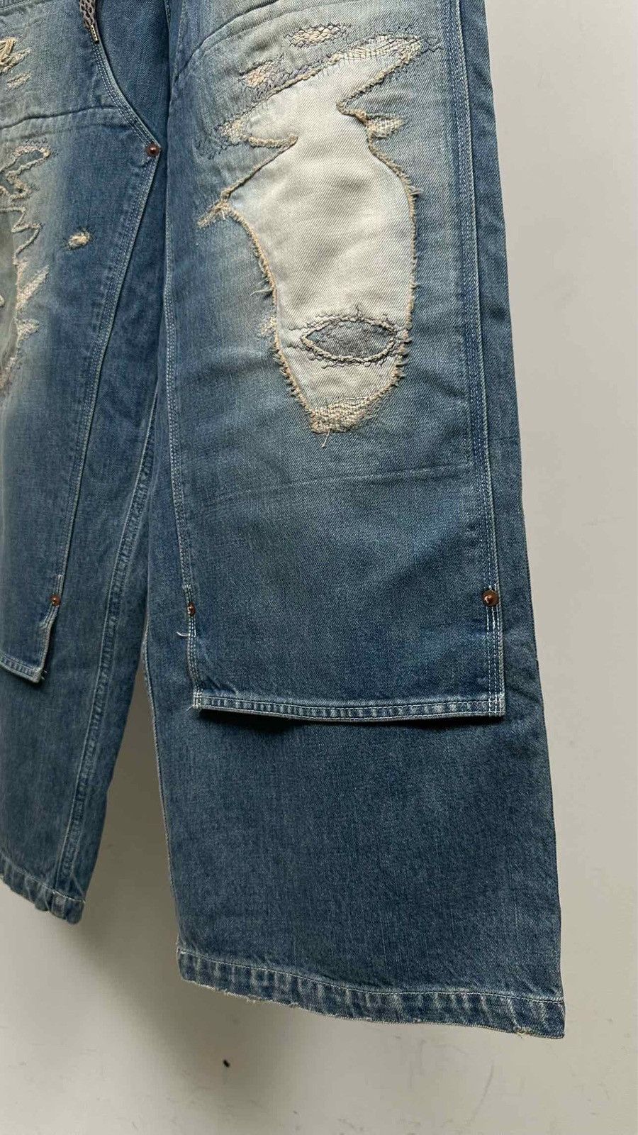 Kapital Kountry Kapital Distressed Double-Knee Baggy Jeans Size US 33 - 6 Thumbnail