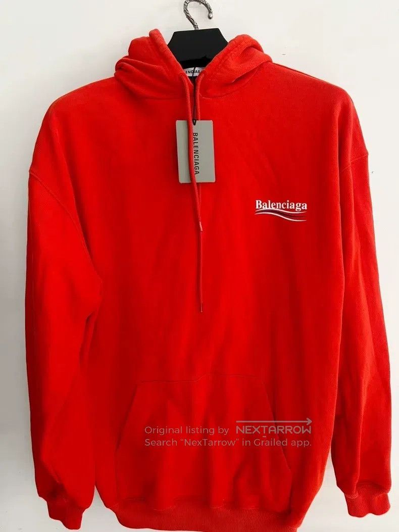 Balenciaga Balenciaga Red Hooded Sweatshirt Size US S / EU 44-46 / 1 - 1 Thumbnail