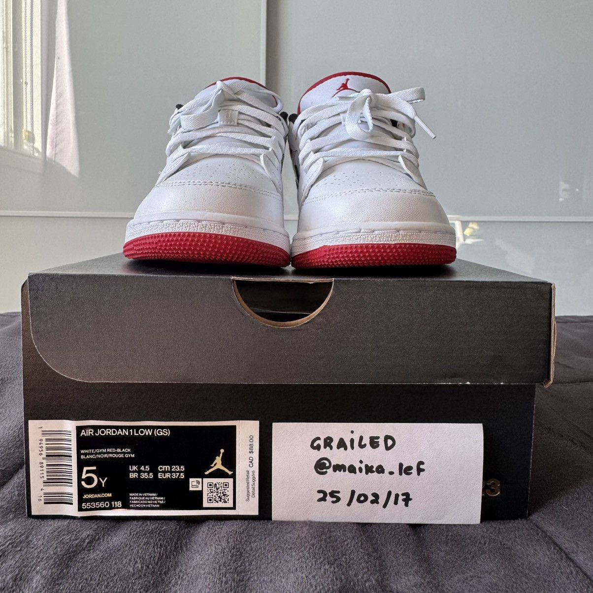 Jordan Brand × Nike Air Jordan 1 Low “White Gym Red” GS Size US 5 / EU 37 - 10 Thumbnail