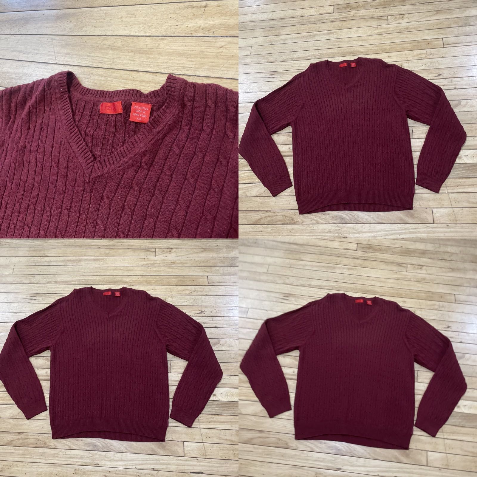 Izod VINTAGE Izod Sweater Men 2XL Cable-Knit V-Neck Maroon Red 80s 90s Old Money Pullover Womens Mens Boys Girls? Size US XXL / EU 58 / 5 - 10 Thumbnail