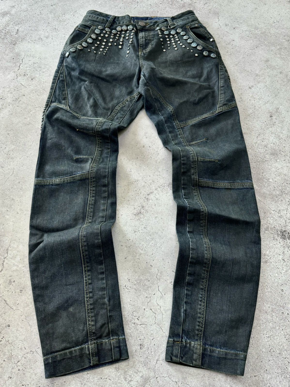 Ekam Vintage Waxed Denim Rivets Skinny Jeans Size US 29 - 1 Thumbnail