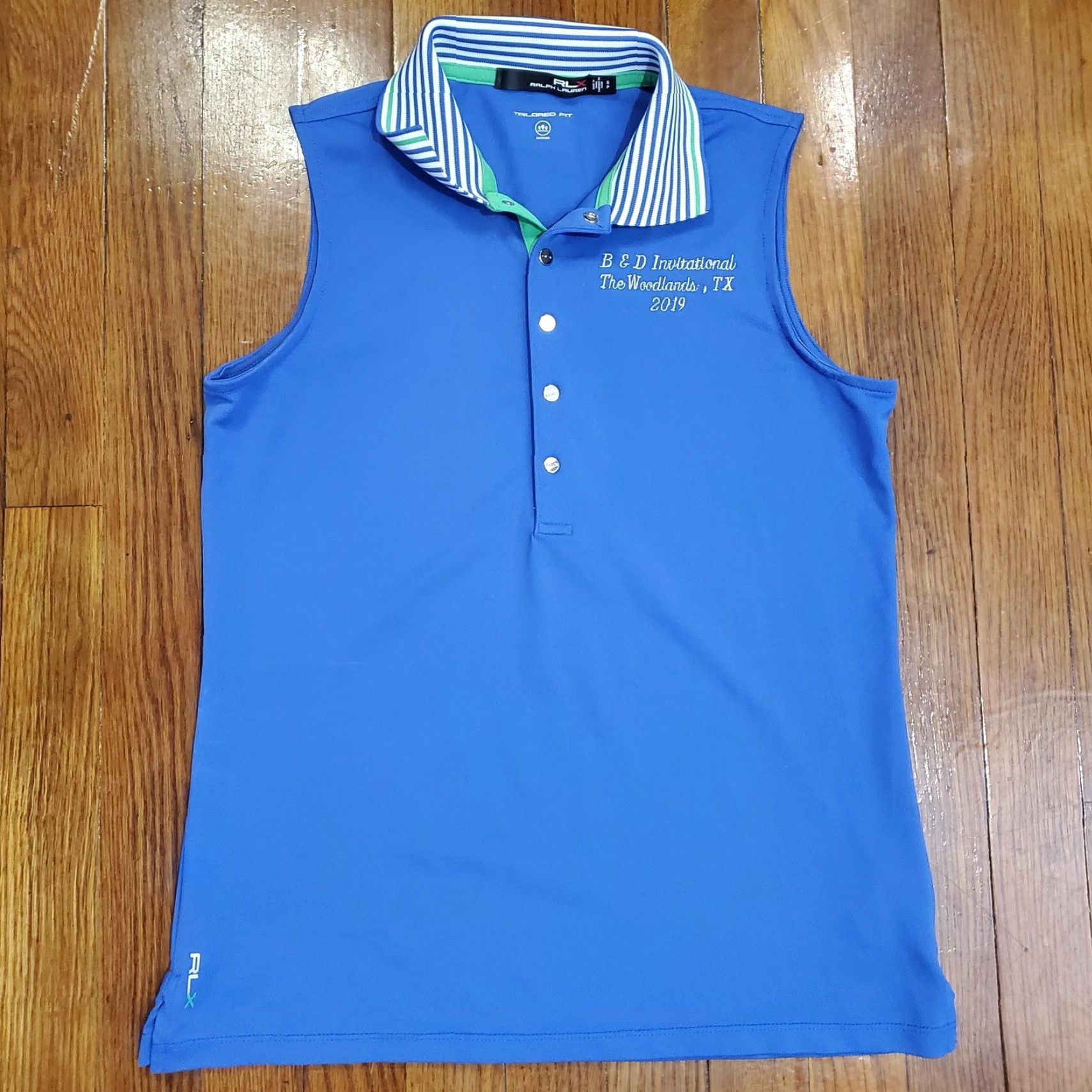 Ralph Lauren VINTAGE RLX Ralph Lauren Polo Shirt Womens Sleeveless Tailored Fit Wicking Golf Blue/Royal Blue Size S / US 4 / IT 40 - 2 Thumbnail