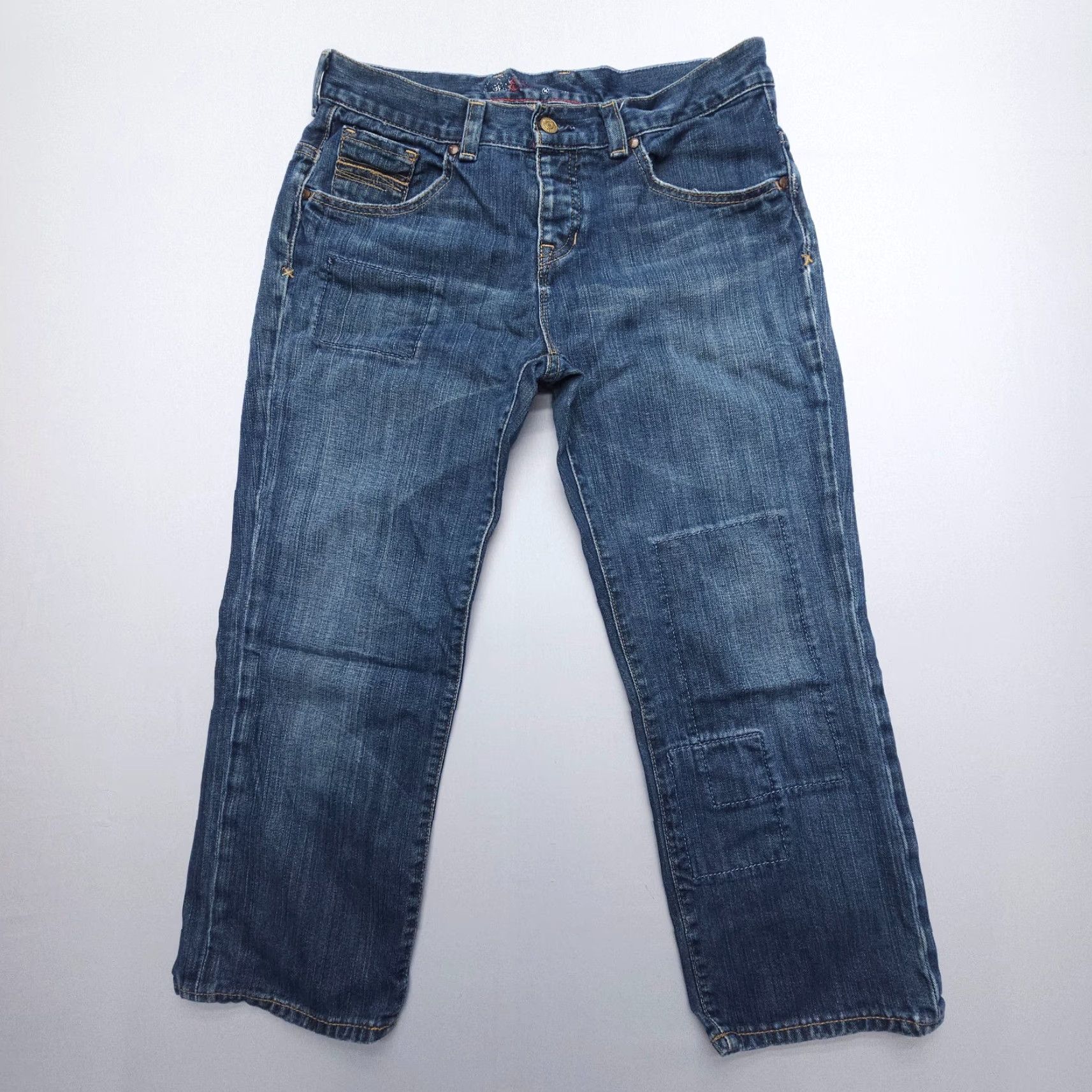 Gap Vintage GAP Buckle Back Crop Jeans Size 10 Dark Wash Mid Rise USA Button Fly Jeans Womens 90s Theme Blue Denim Cotton 5-Pocket Regular Inseam 24 Size 32" / US 10 / IT 46 - 2 Thumbnail