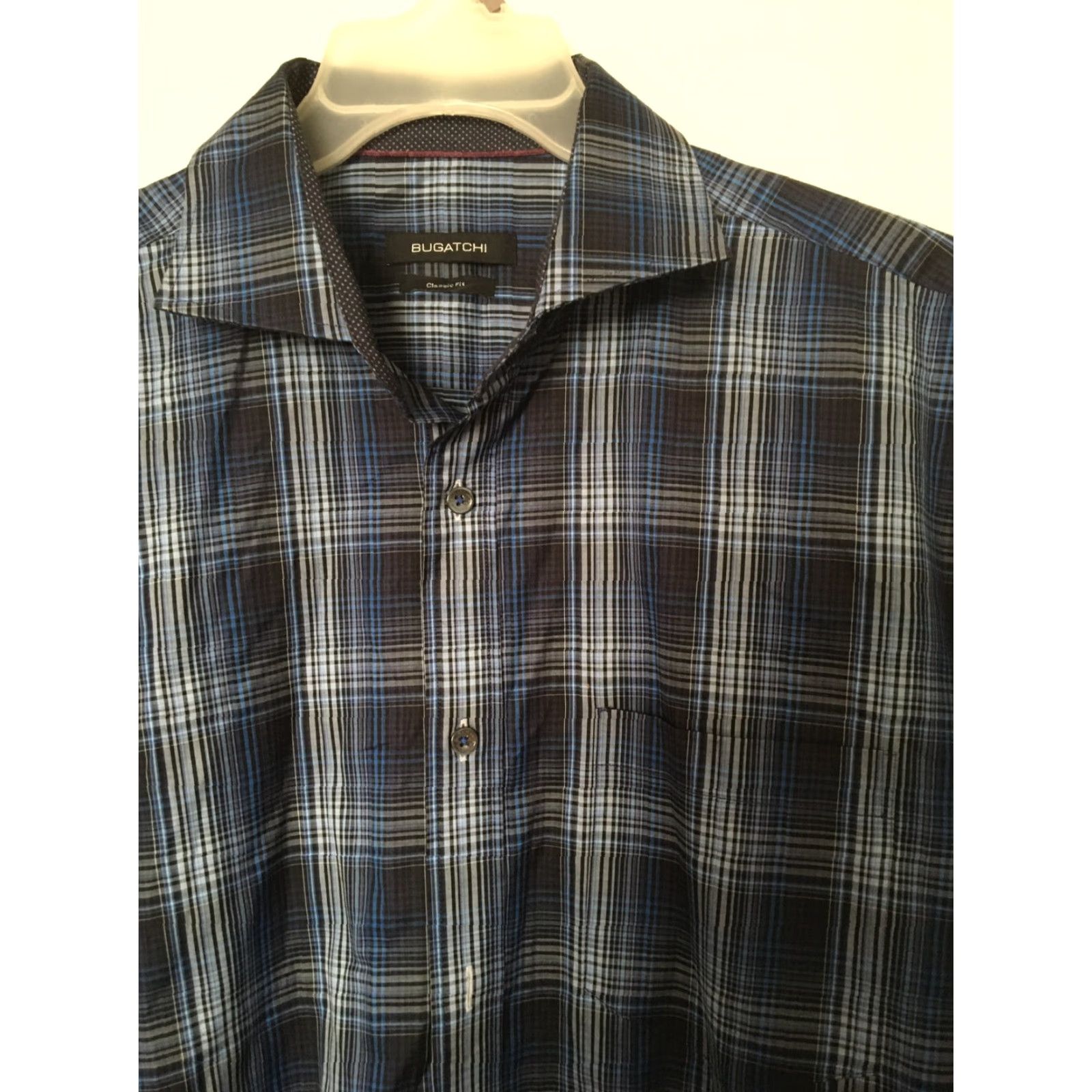 BUGATCHI Bugatchi Mens Shirt Button-Down Plaid Blue Casual L Size US L / EU 52-54 / 3 - 3 Thumbnail