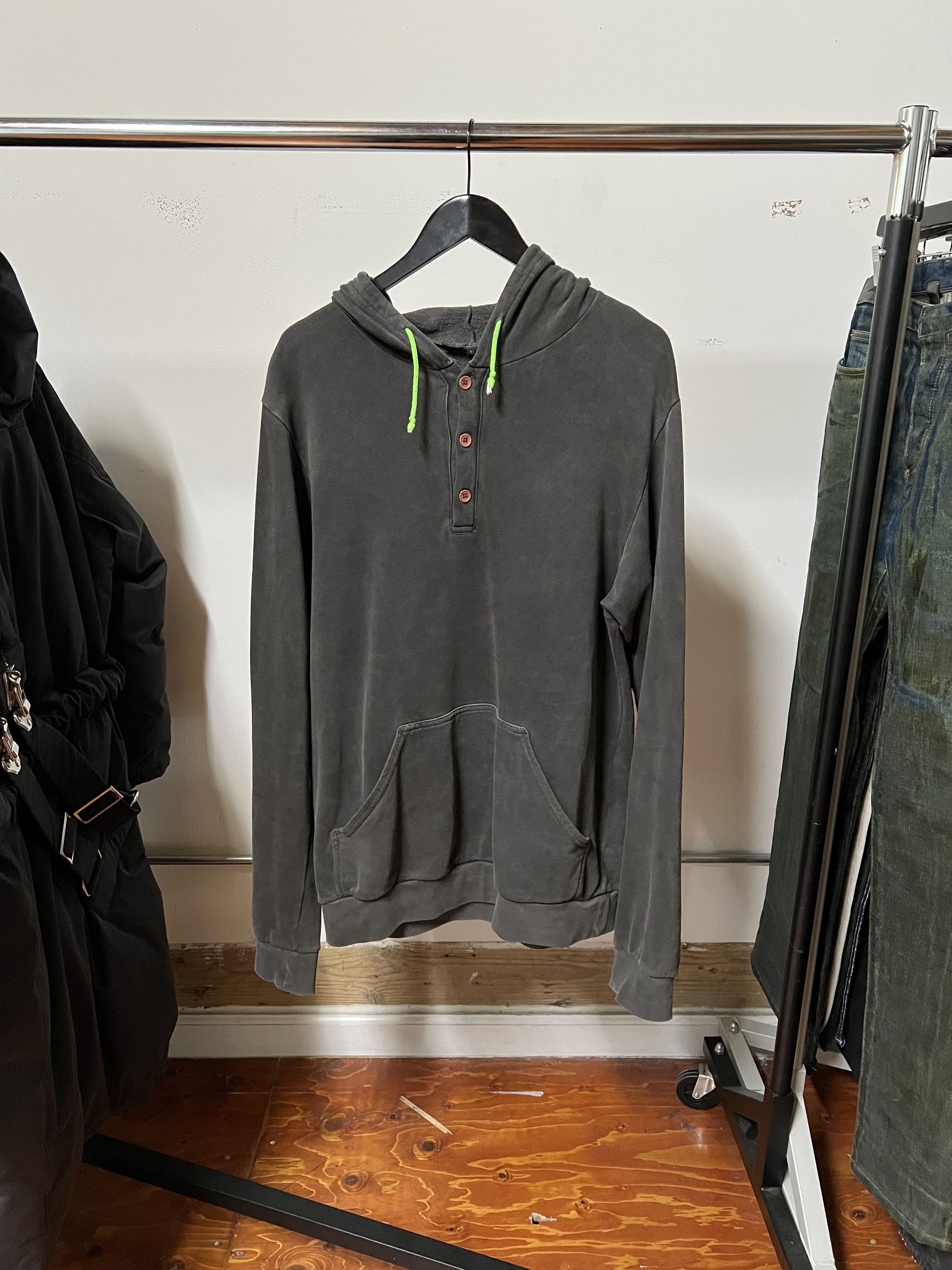 image of Raf Simons Aw04 Button-Up Hoodie in Grey, Men's (Size Large)