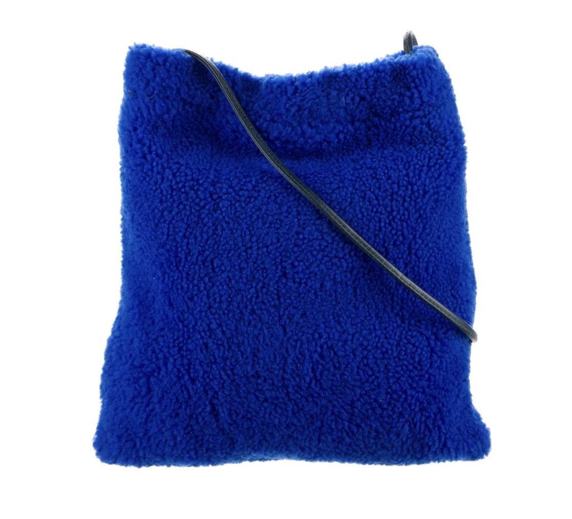 Virgil Abloh Off-White blue shearling drawstring bag Size ONE SIZE - 3 Thumbnail