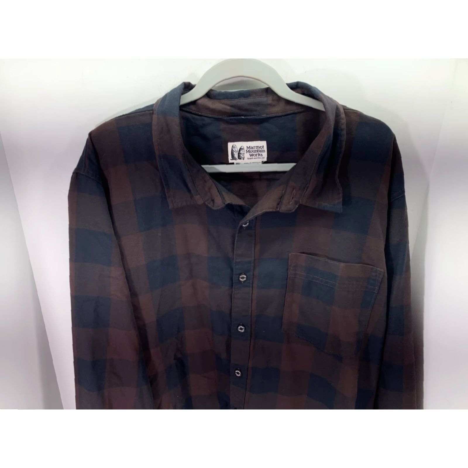 Marmot Marmot Mountain Works Flannel Button Up Pocket Shirt Mens XXL Brown Black Plaid Size US XXL / EU 58 / 5 - 4 Thumbnail