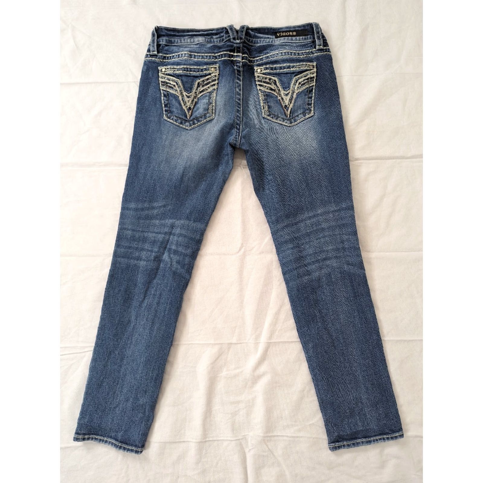 Vintage VIGOSS Jeans Womens 30x27 Skinny Distress Dark Wash M6W Jeans Distressed Denim 30x27 Womens Skinny Size 30" / US 8 / IT 44 - 2 Thumbnail