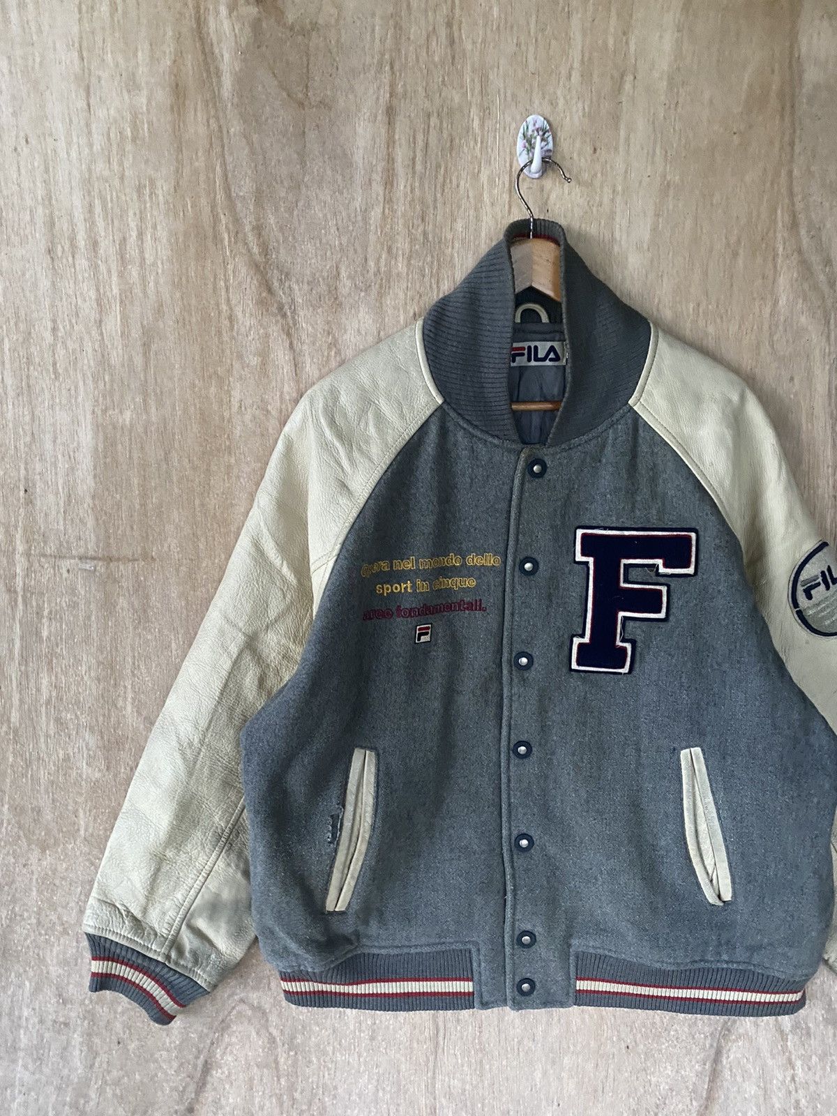 Fila Vintage FILA Varsity Jacket - Wool and Leather Size US XL / EU 56 / 4 - 4 Thumbnail