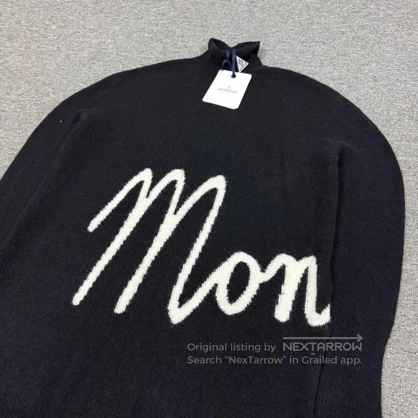 Moncler Black High Neck Long Sleeve Sweater with 'Mon' Print. Size US S / EU 44-46 / 1 - 4 Thumbnail