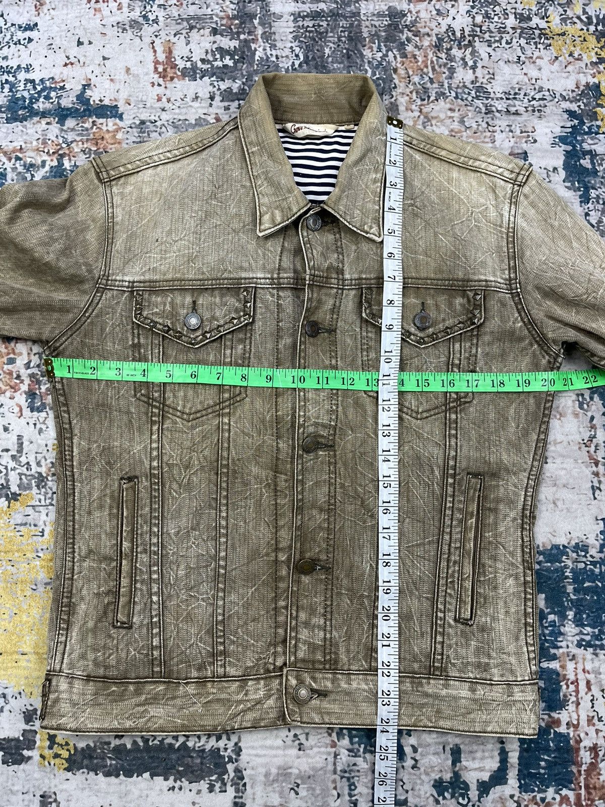 Beauty Beast Distressed Harringbone Angel Wings Spiked Denim Jackets Size US M / EU 48-50 / 2 - 8 Thumbnail