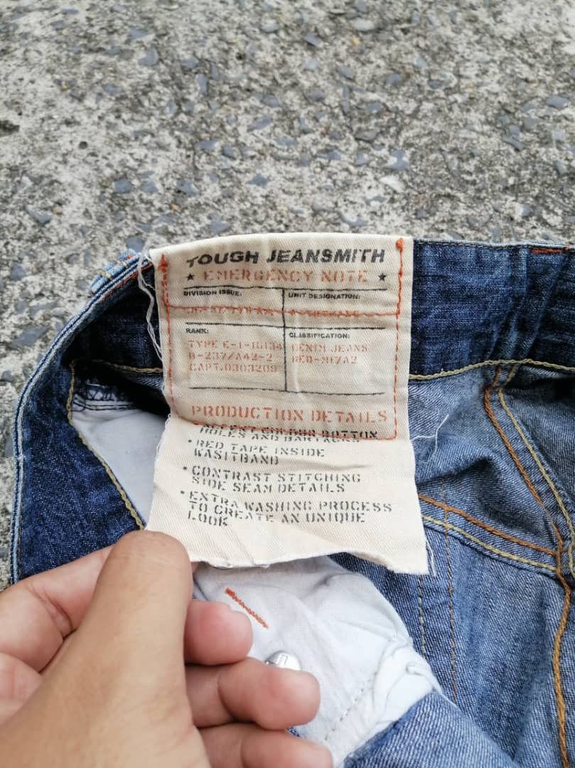 Japanese Brand Tough Jeansmith Low Rise Nice Design Denim Jeans Size 29" - 7 Thumbnail