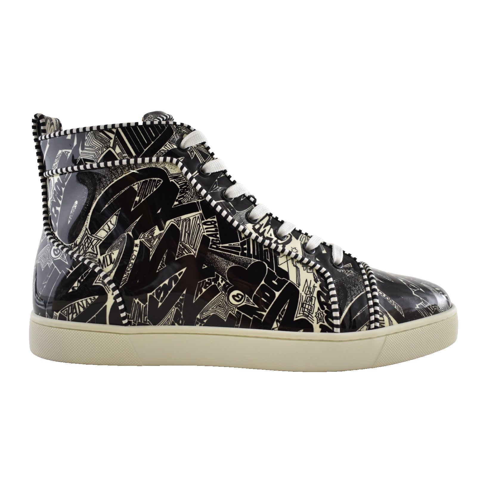 Christian Louboutin Men Louis Orlato Flat Patent Nicograf High Top Sneaker 44 11 Size US 11 / EU 44 - 1 Thumbnail