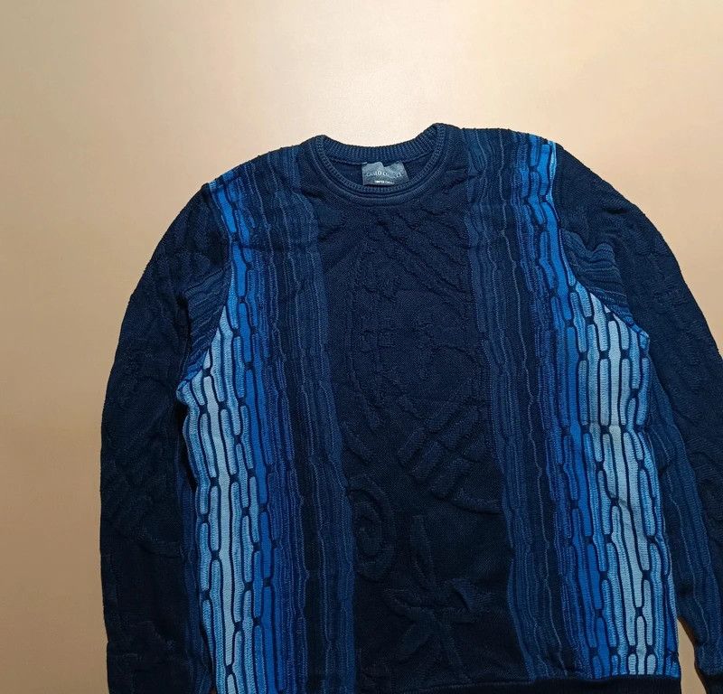 Carlo Colucci Carlo Colucci Limited Ed Black Blue 3D Sweater Crewneck M 48 Size US M / EU 48-50 / 2 - 3 Thumbnail